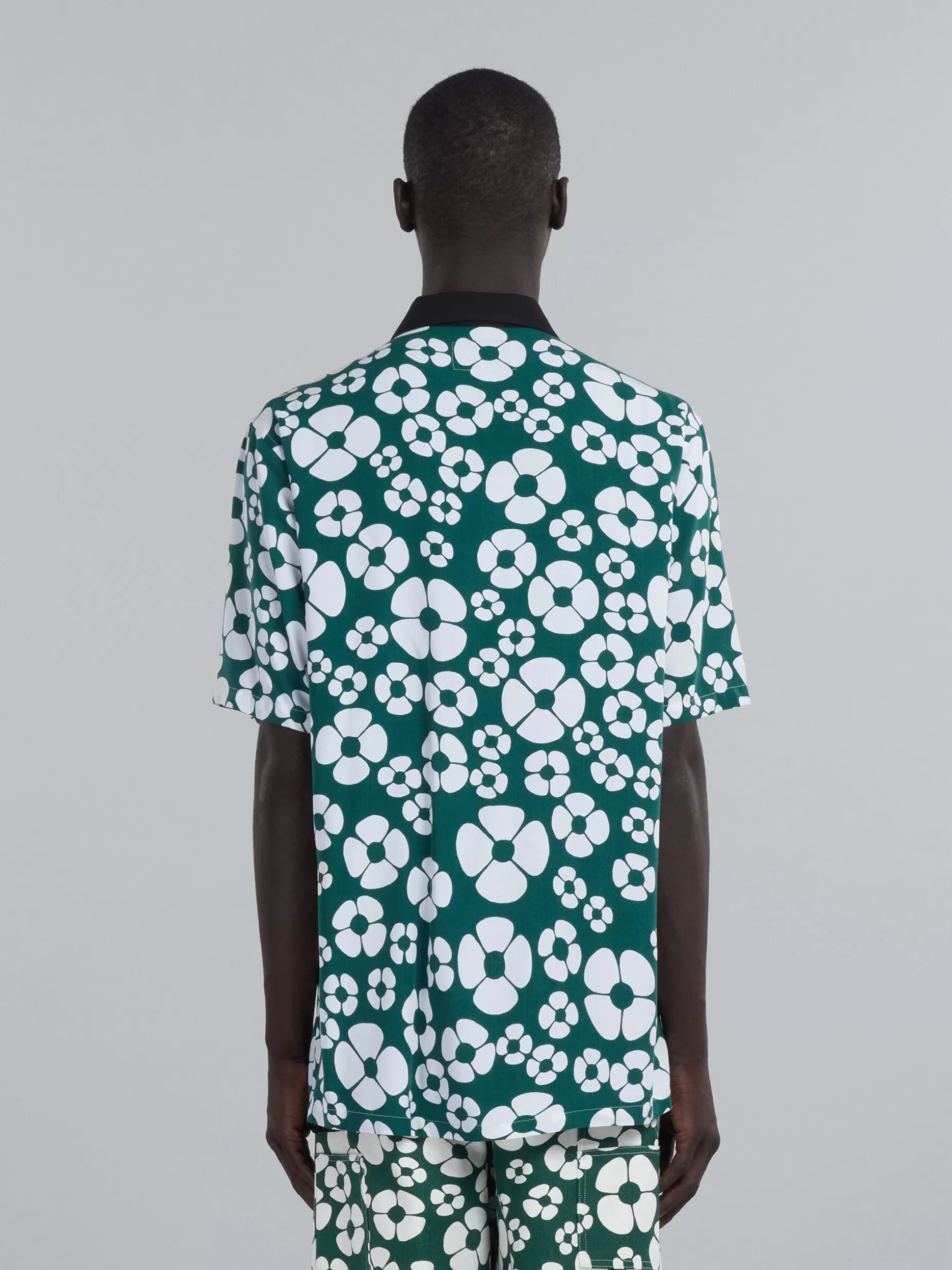 Men Marni X Carhartt Wip - Green Short-Sleeved Floral Shirt
