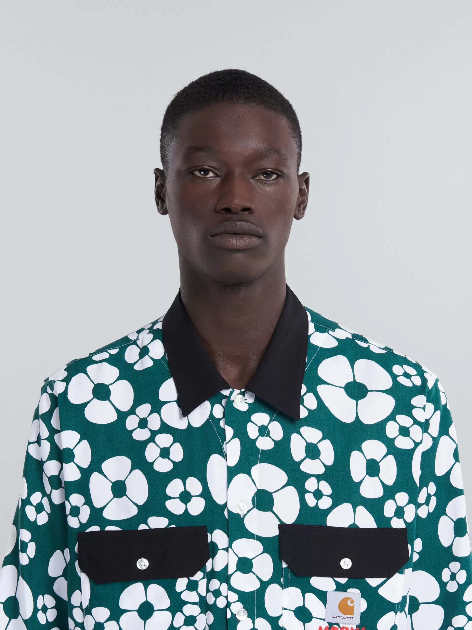 Men Marni X Carhartt Wip - Green Short-Sleeved Floral Shirt