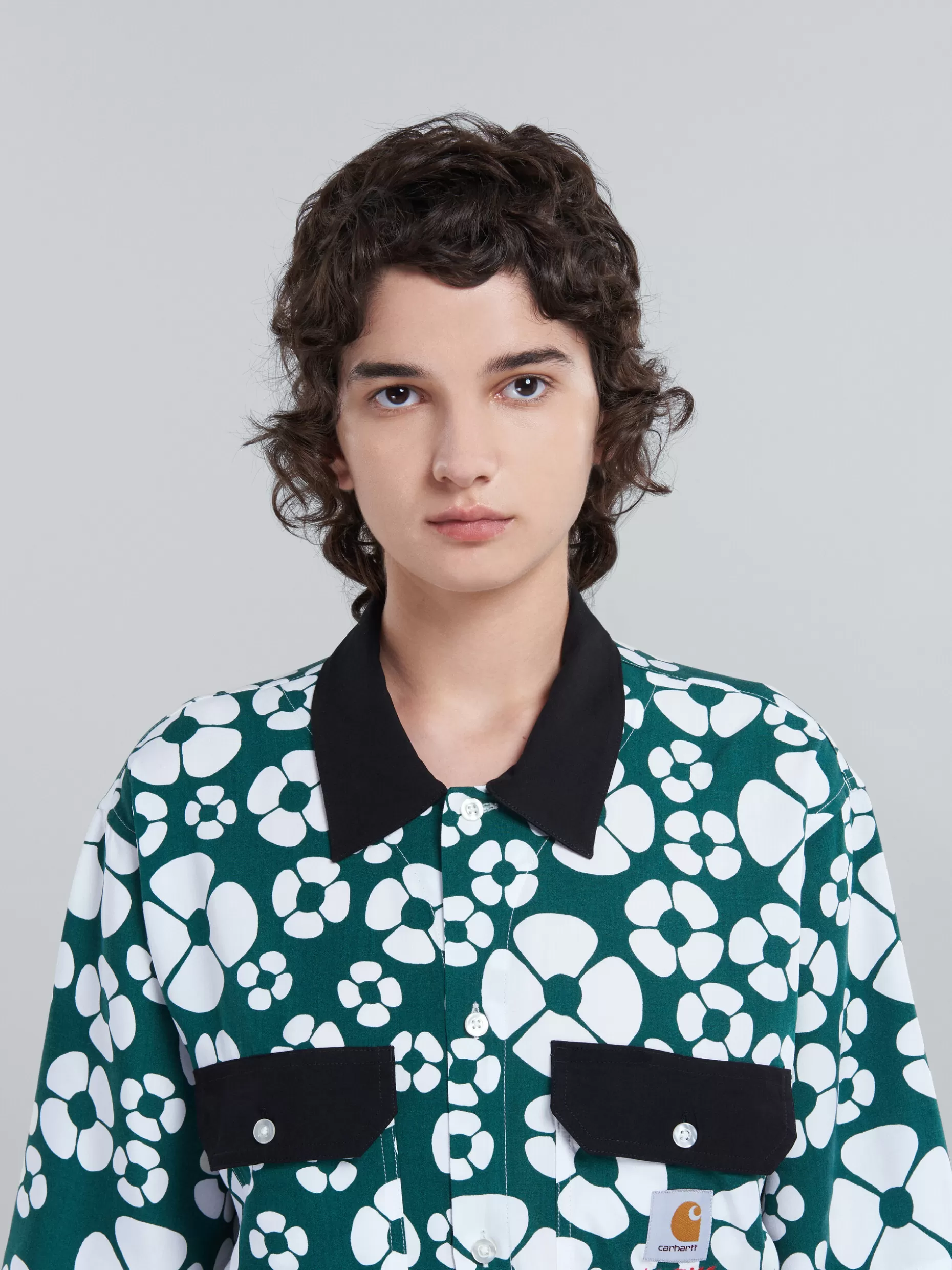Women Marni X Carhartt Wip - Green Short-Sleeved Floral Shirt