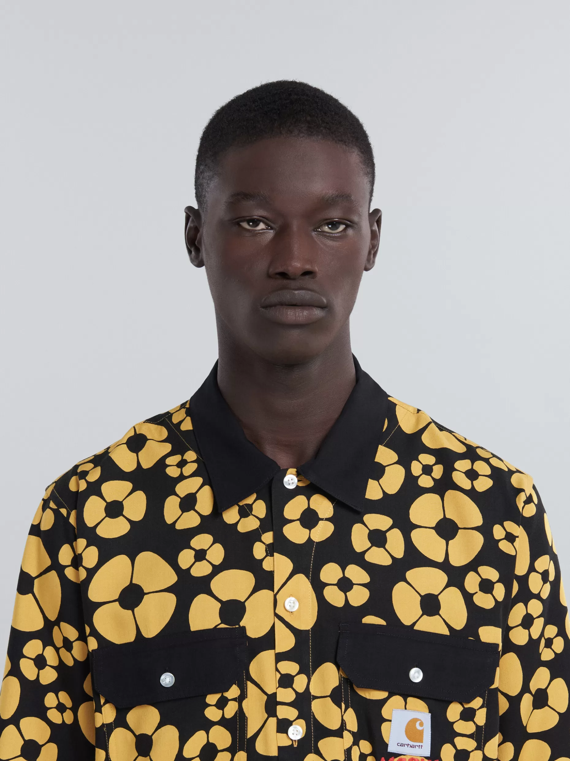 Men Marni X Carhartt Wip - Yellow Short-Sleeved Floral Shirt