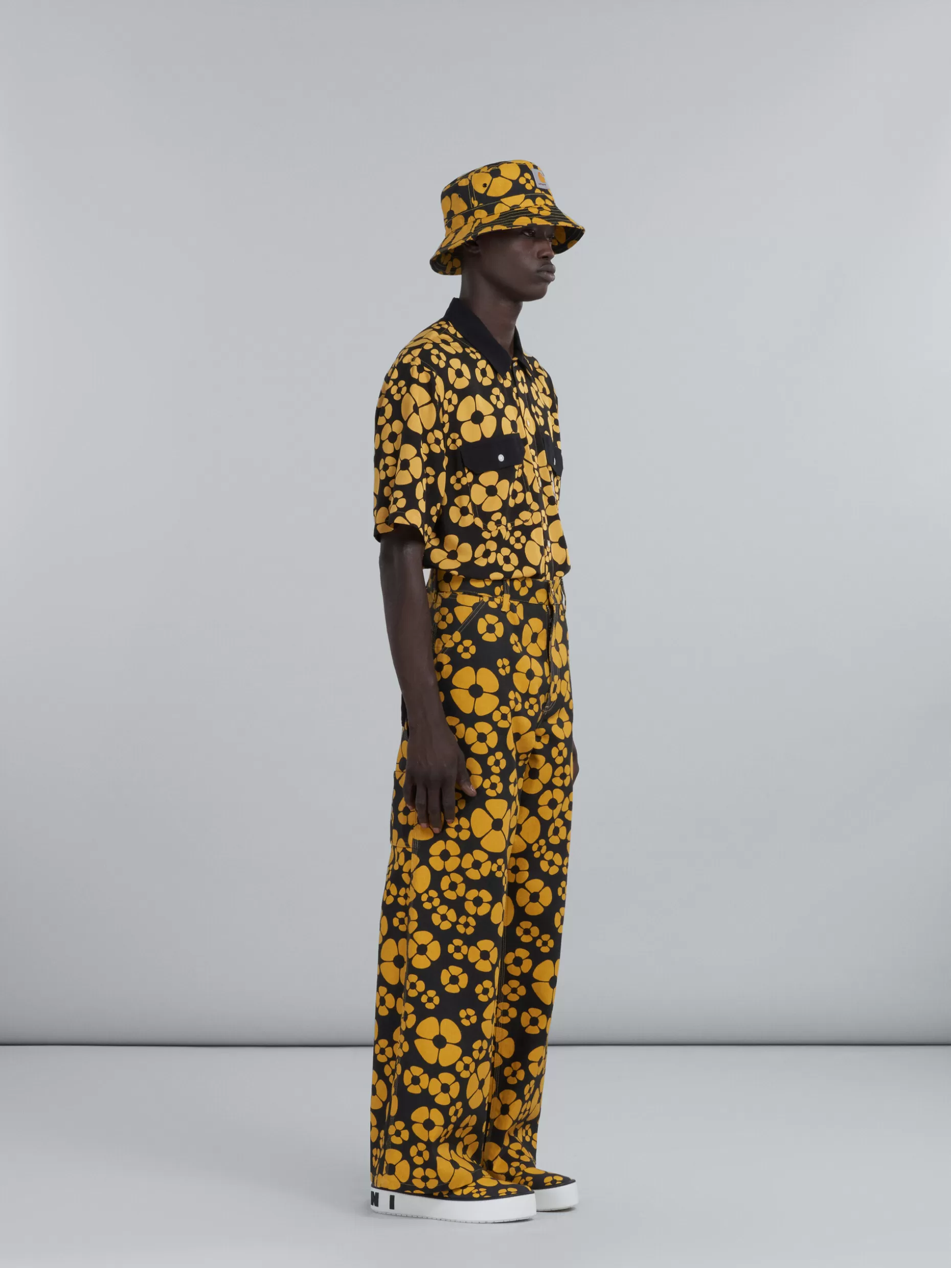 Men Marni X Carhartt Wip - Yellow Short-Sleeved Floral Shirt