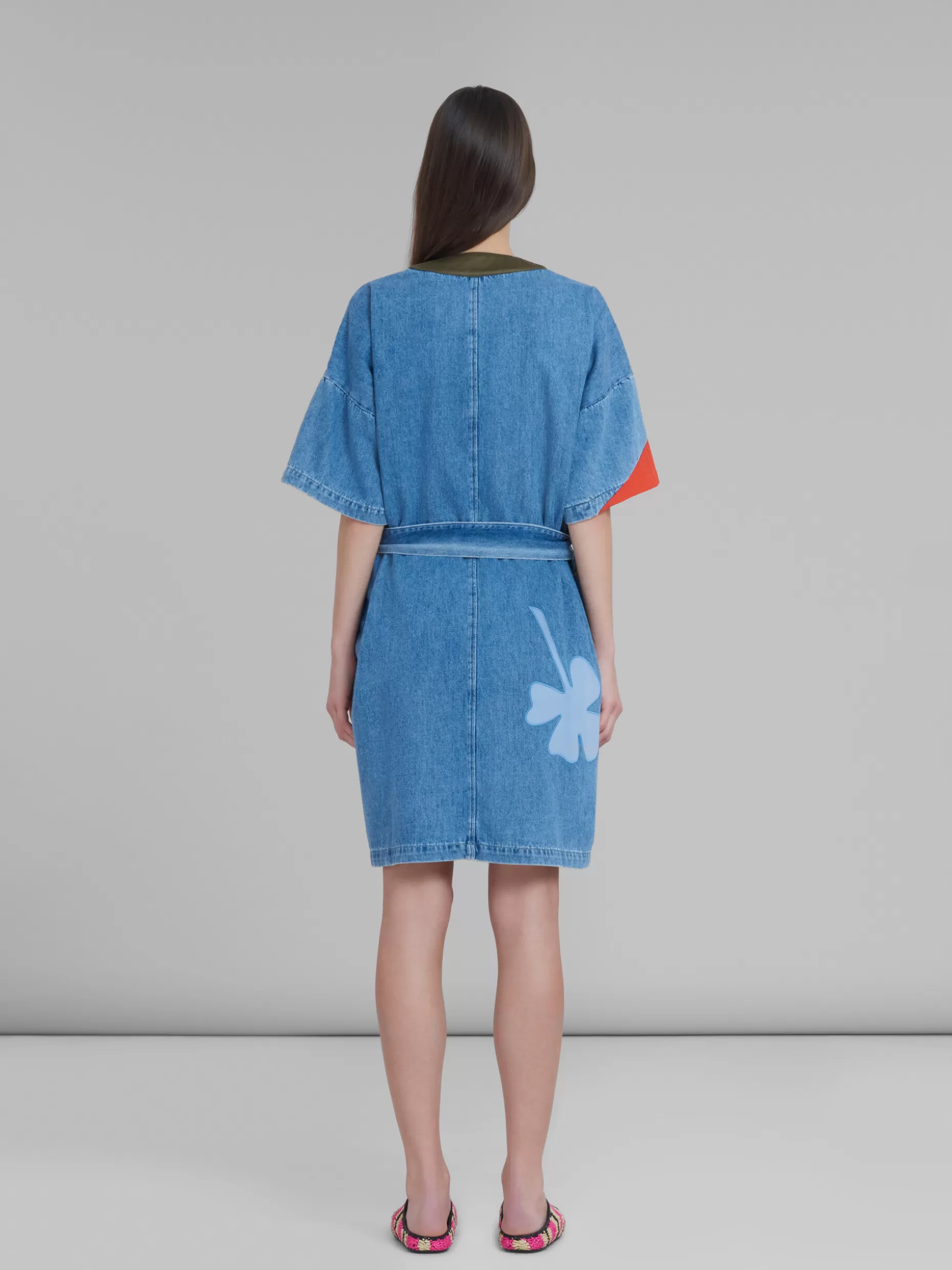 Women Marni X No Vacancy Inn - Blue Chambray Light Coat With Embroidery