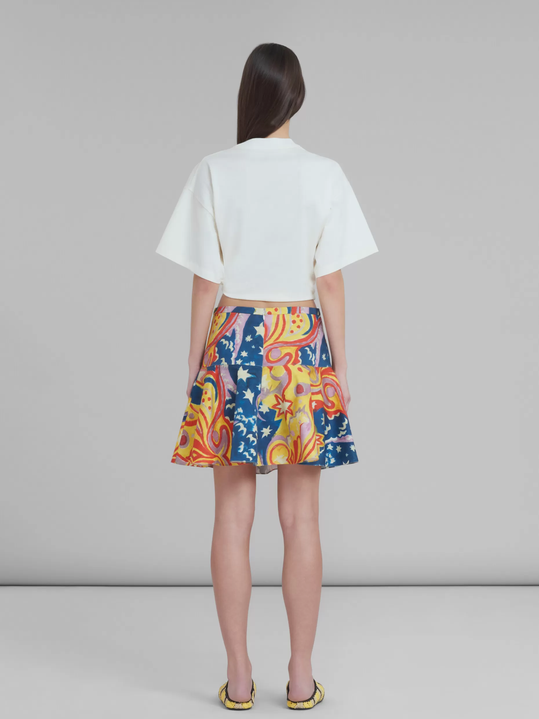 Women Marni X No Vacancy Inn - Cotton Flounce Skirt With Galactic Paradise Print