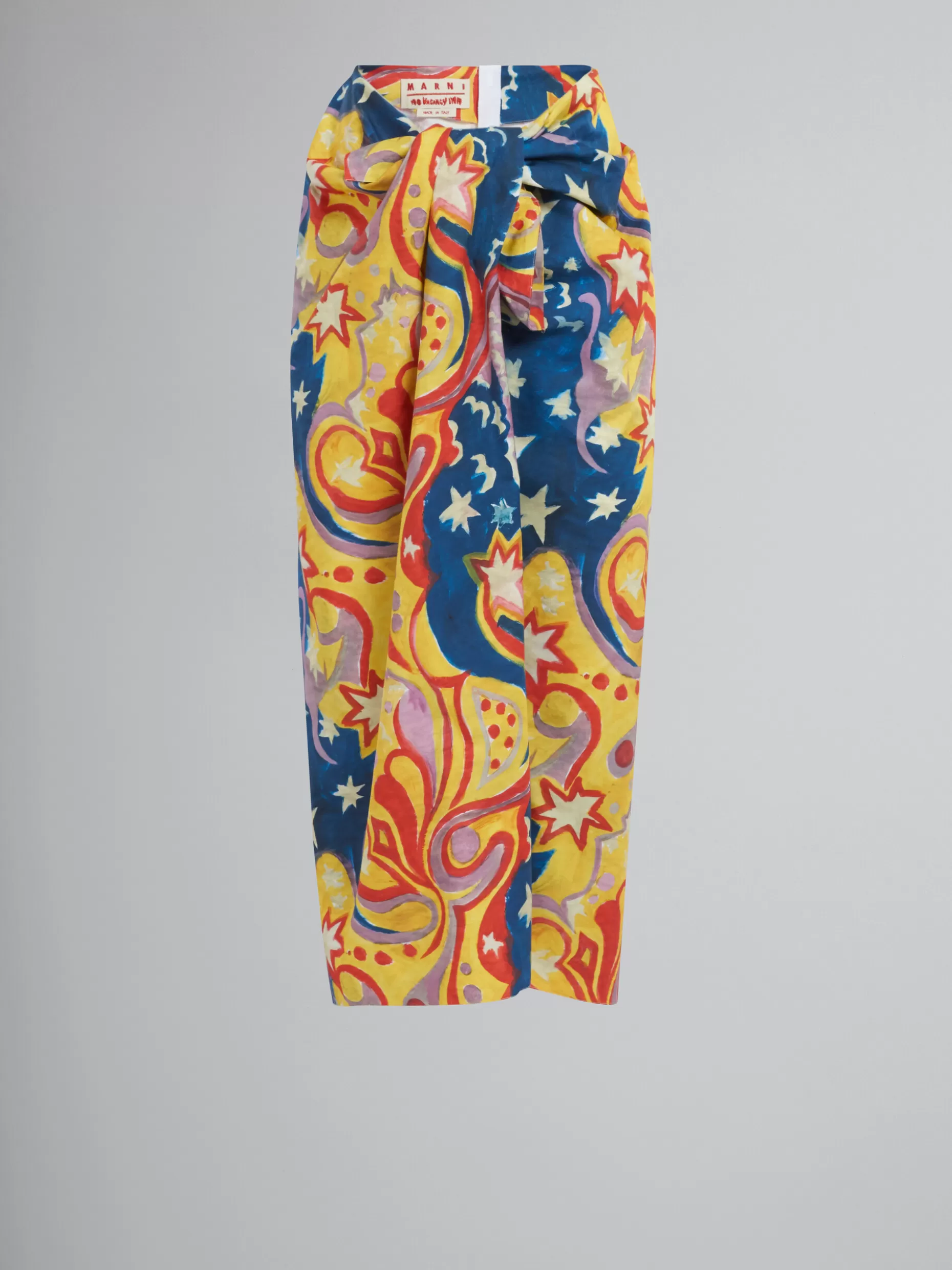 Women Marni X No Vacancy Inn - Cotton Midi Skirt With Galactic Paradise Print