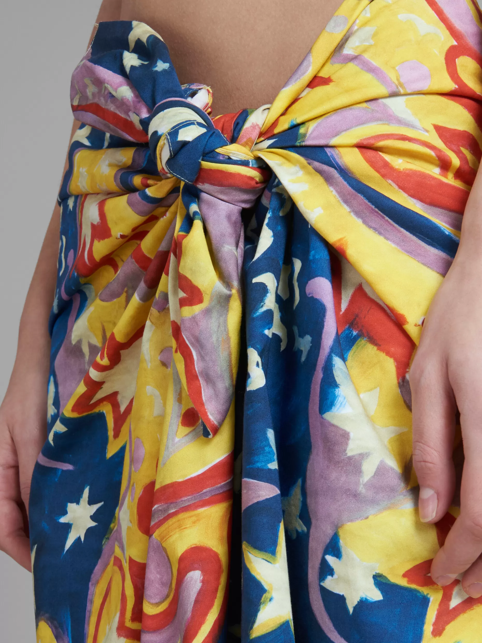 Women Marni X No Vacancy Inn - Cotton Midi Skirt With Galactic Paradise Print