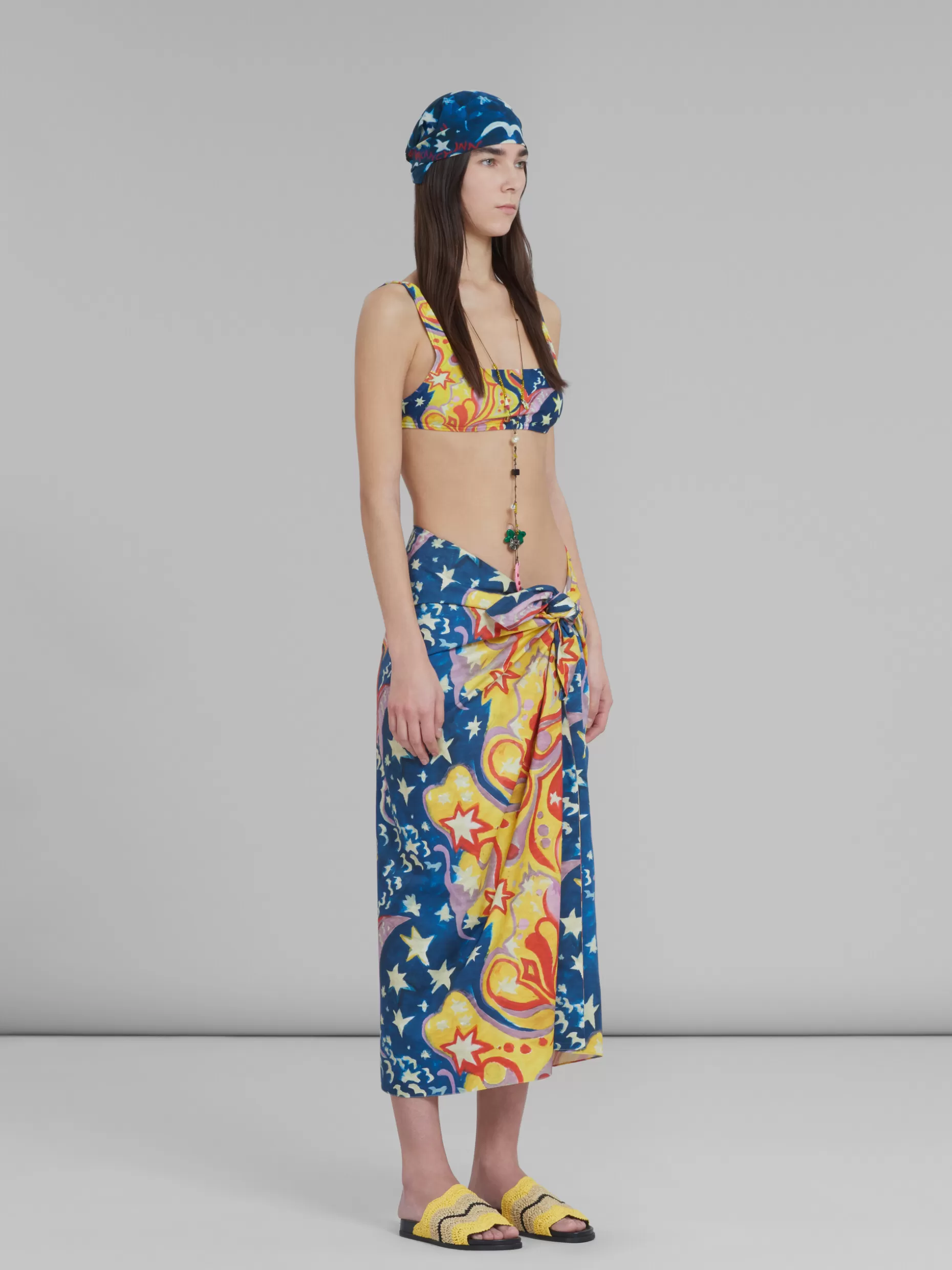 Women Marni X No Vacancy Inn - Cotton Midi Skirt With Galactic Paradise Print