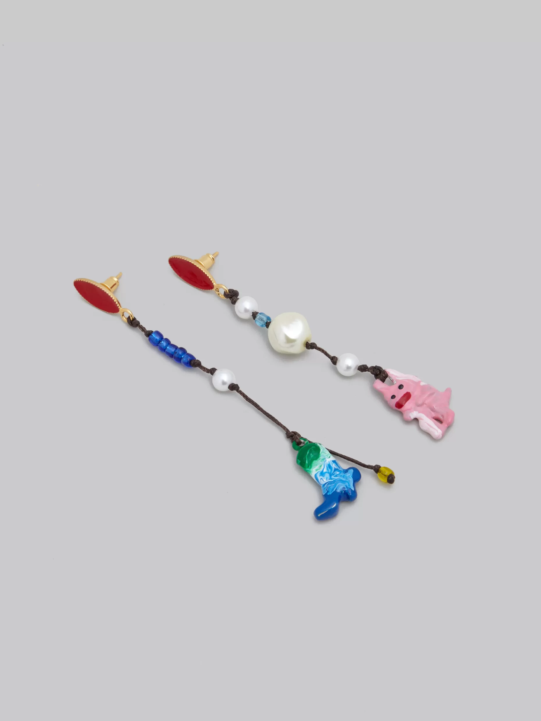 Women Marni X No Vacancy Inn - Earrings With Pink Red And Blue Pendants