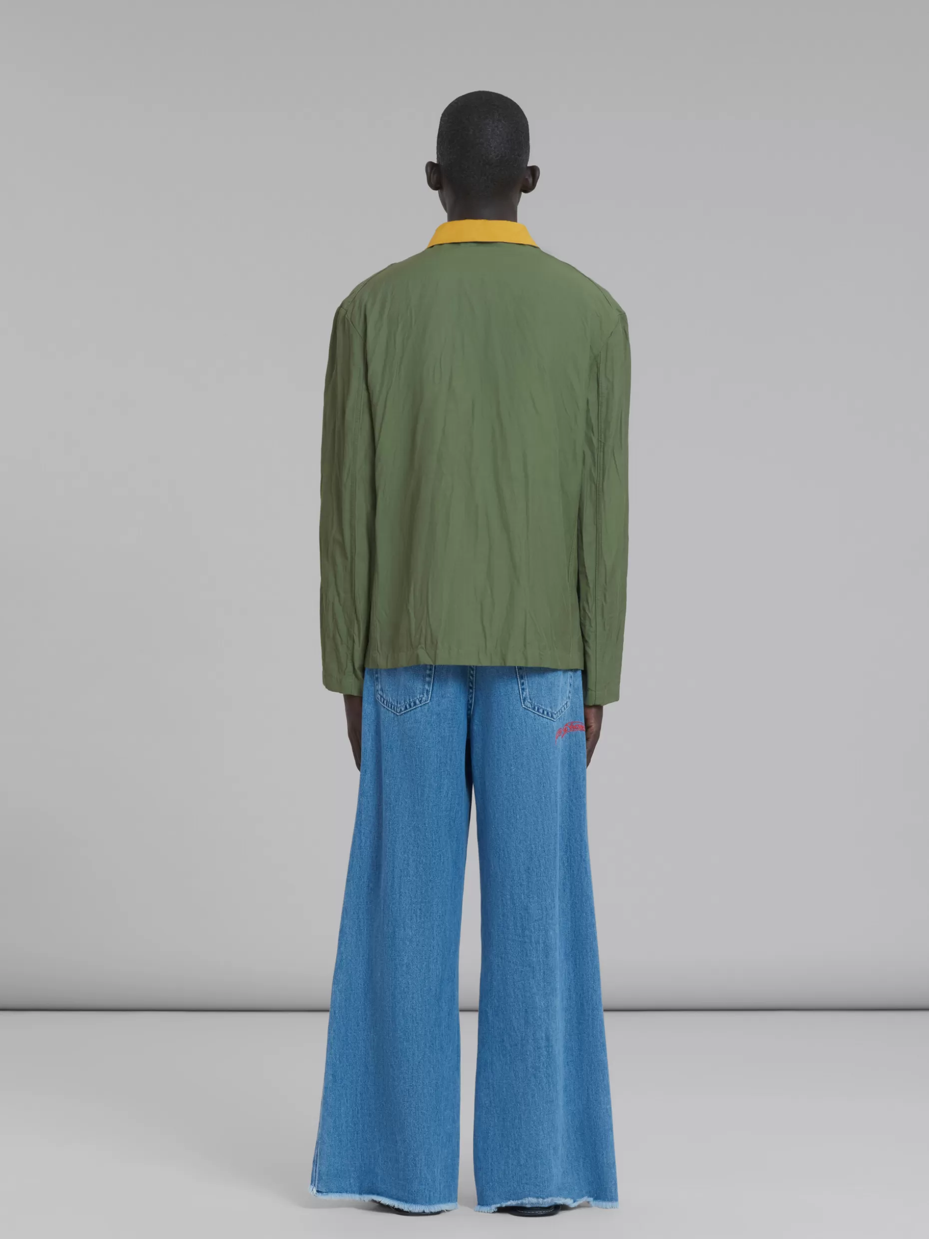 Men Marni X No Vacancy Inn - Green Gabardine Jacket With Embroidered Patches