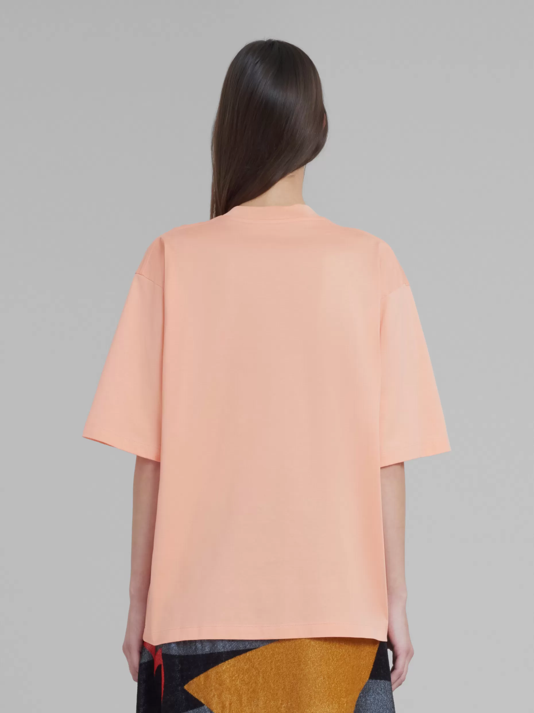 Women Marni X No Vacancy Inn - Light Peach T-Shirt In Bio Cotton Jersey With Snake Logo Print