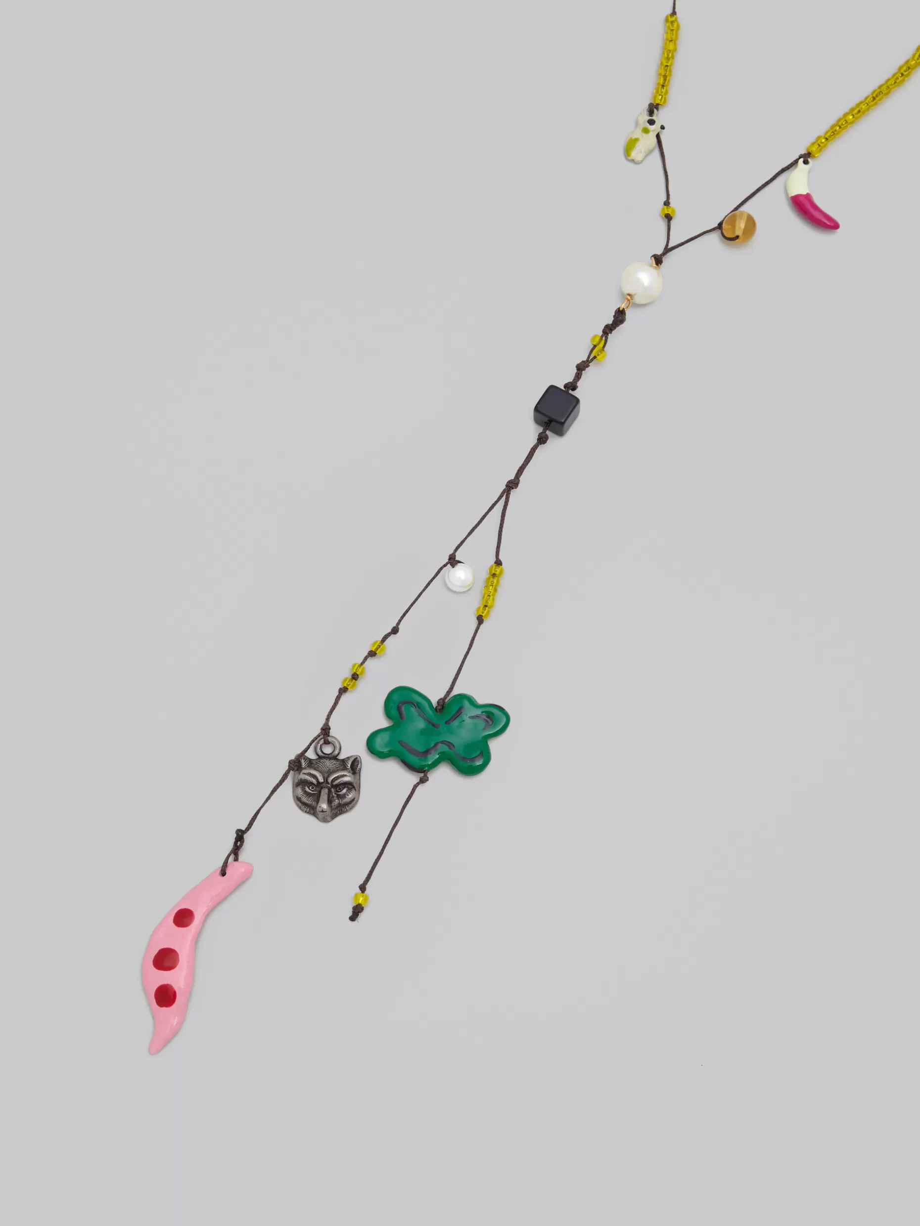 Women Marni X No Vacancy Inn - Long Necklace With Green Pink And Yellow Pendants
