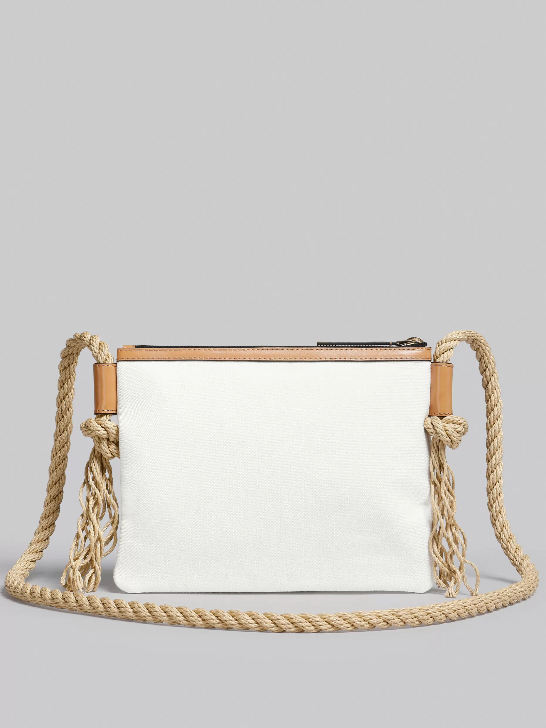 Women Marni X No Vacancy Inn - Marcel Zip Pouch In White Canvas With Beige Trims