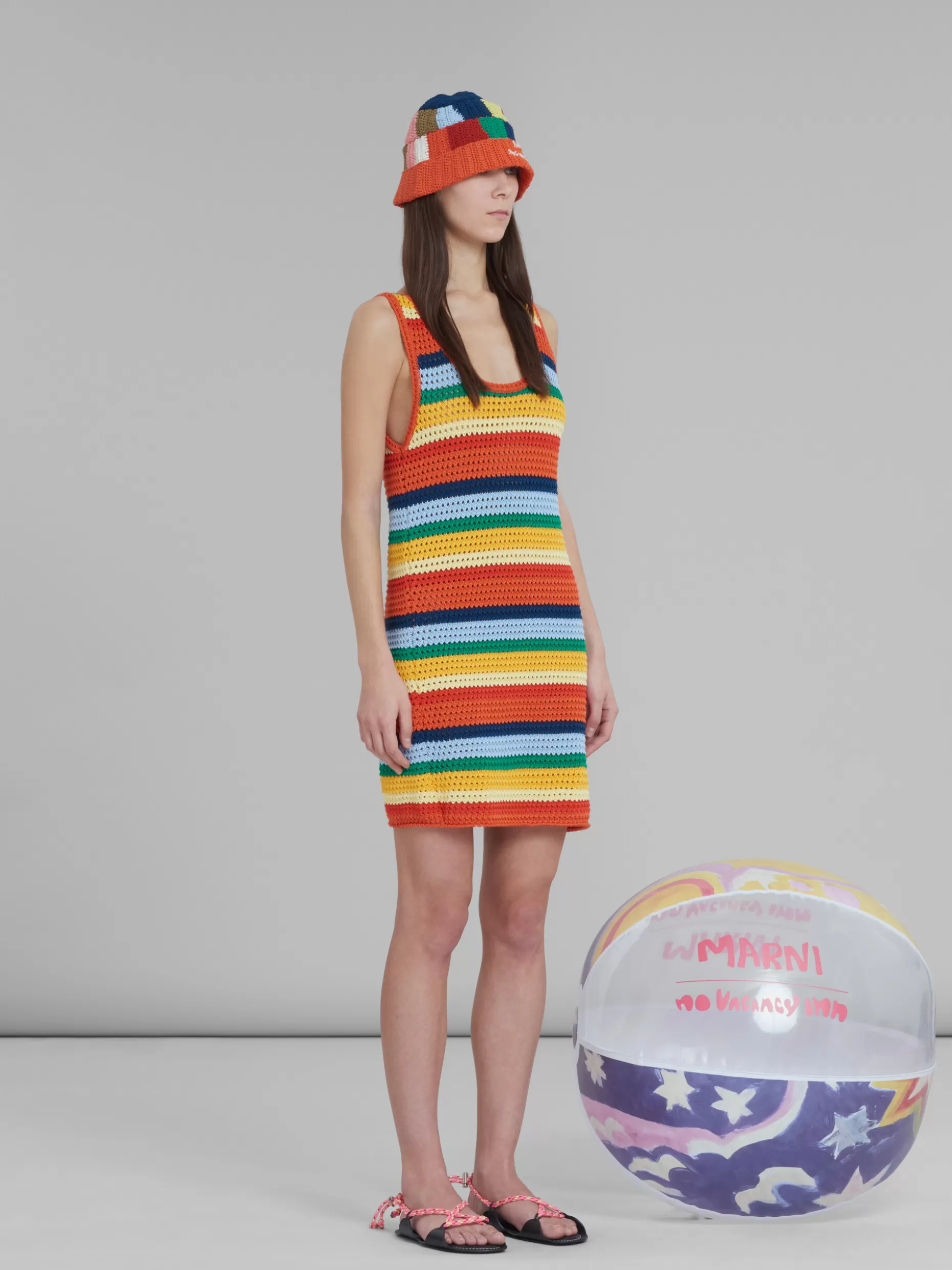 Women Marni X No Vacancy Inn - Multicolour Short Cotton-Knit Dress