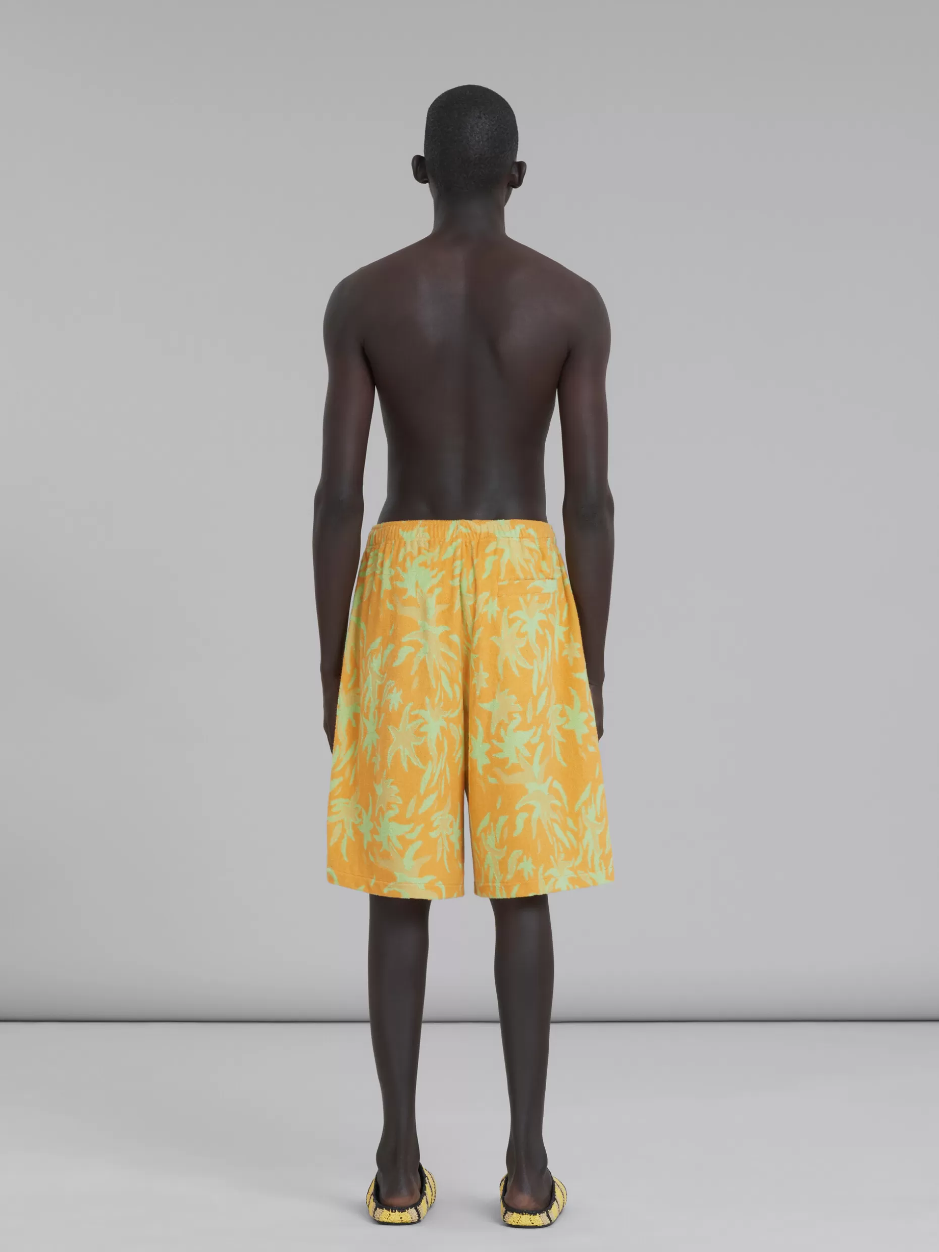 Men Marni X No Vacancy Inn - Orange Jacquard Sponge Fabric Shorts