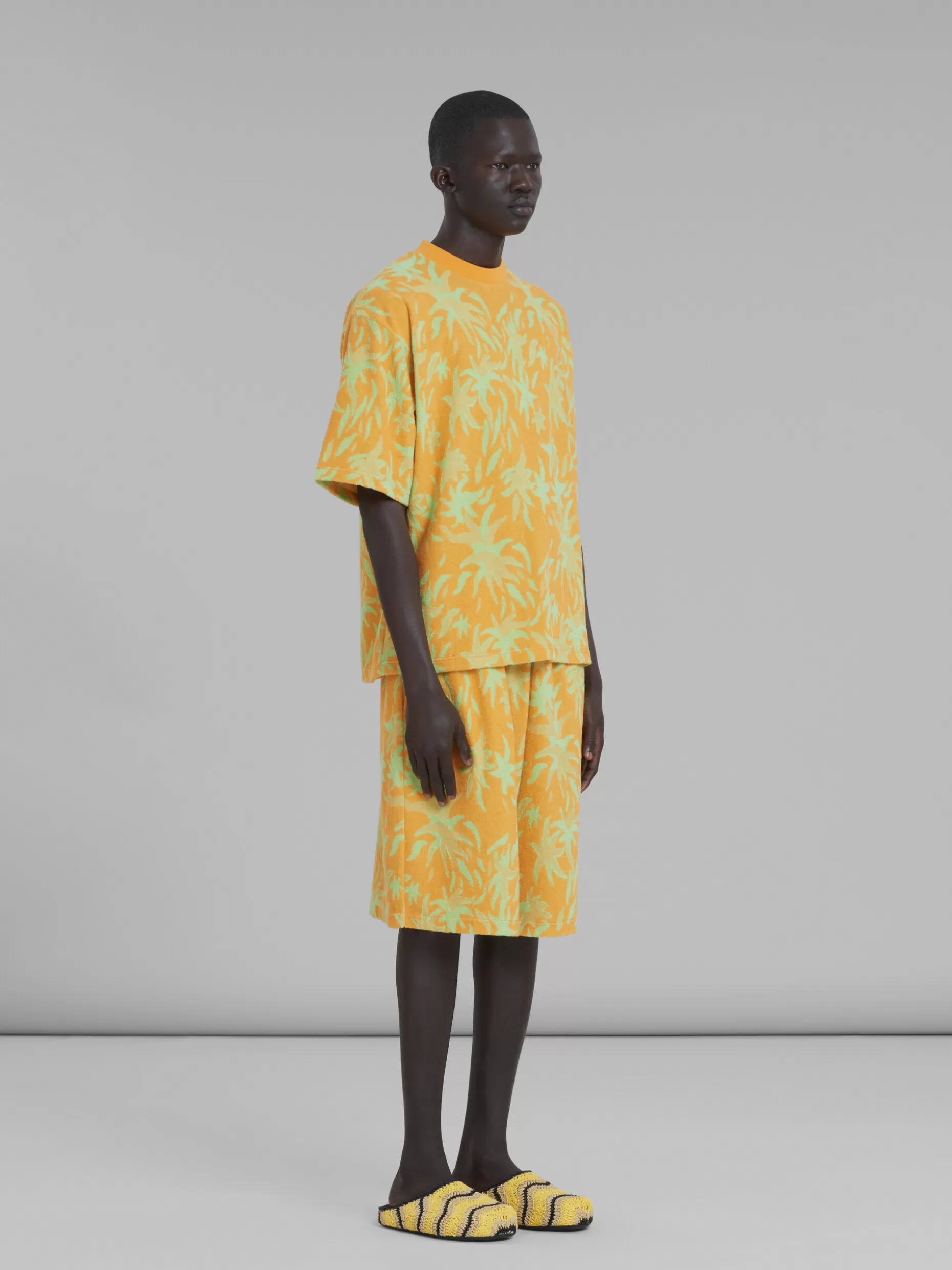 Men Marni X No Vacancy Inn - Orange Jacquard Sponge Fabric T-Shirt