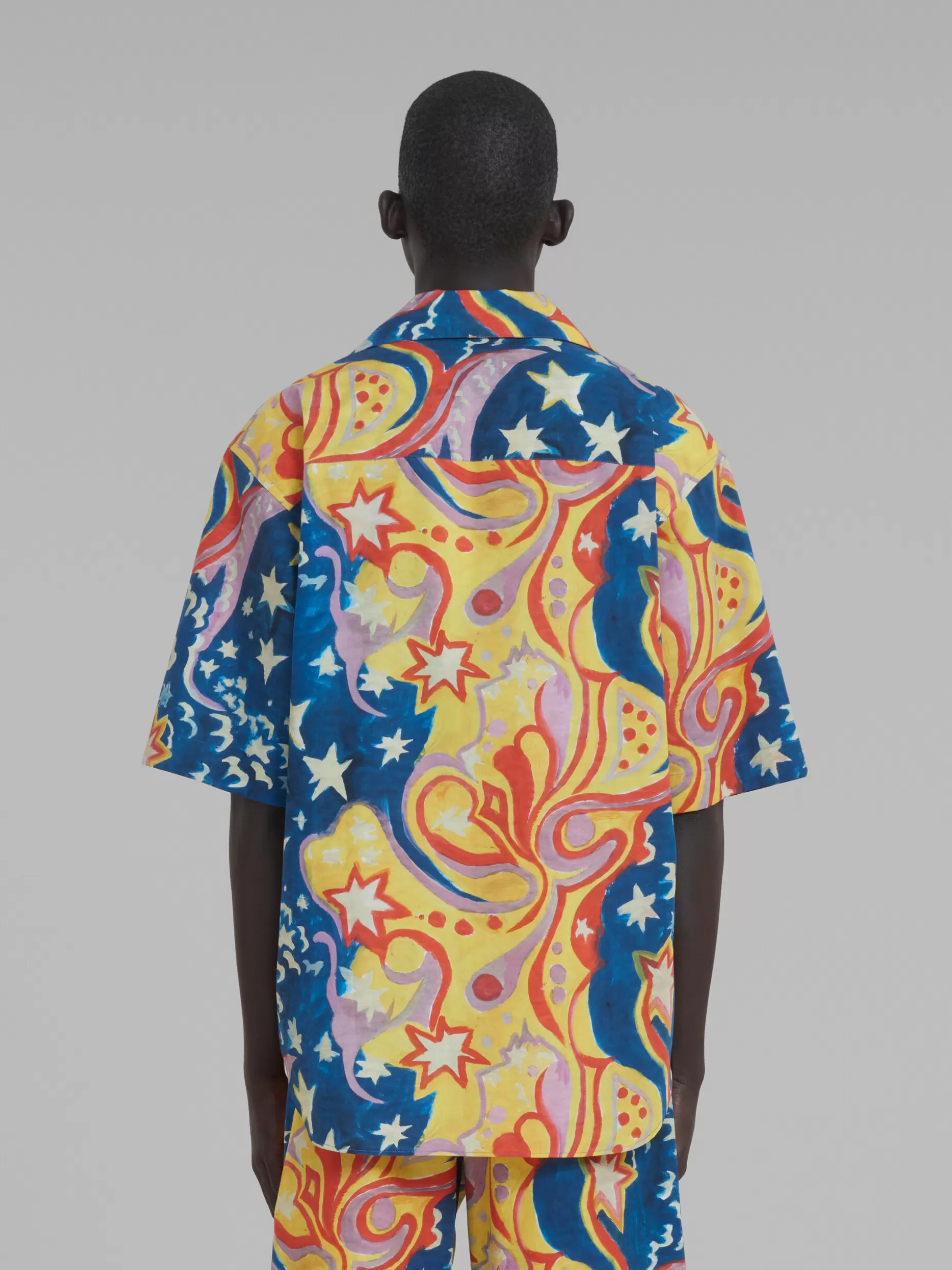 Men Marni X No Vacancy Inn - Poplin Bowling Shirt With Galactic Paradise Print.