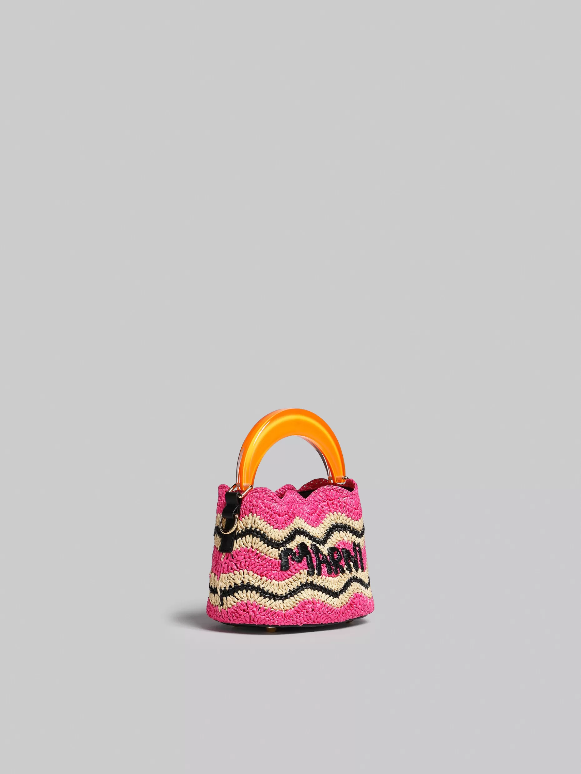 Women Marni X No Vacancy Inn - Venice Mini Bucket In Fuchsia Crochet Raffia