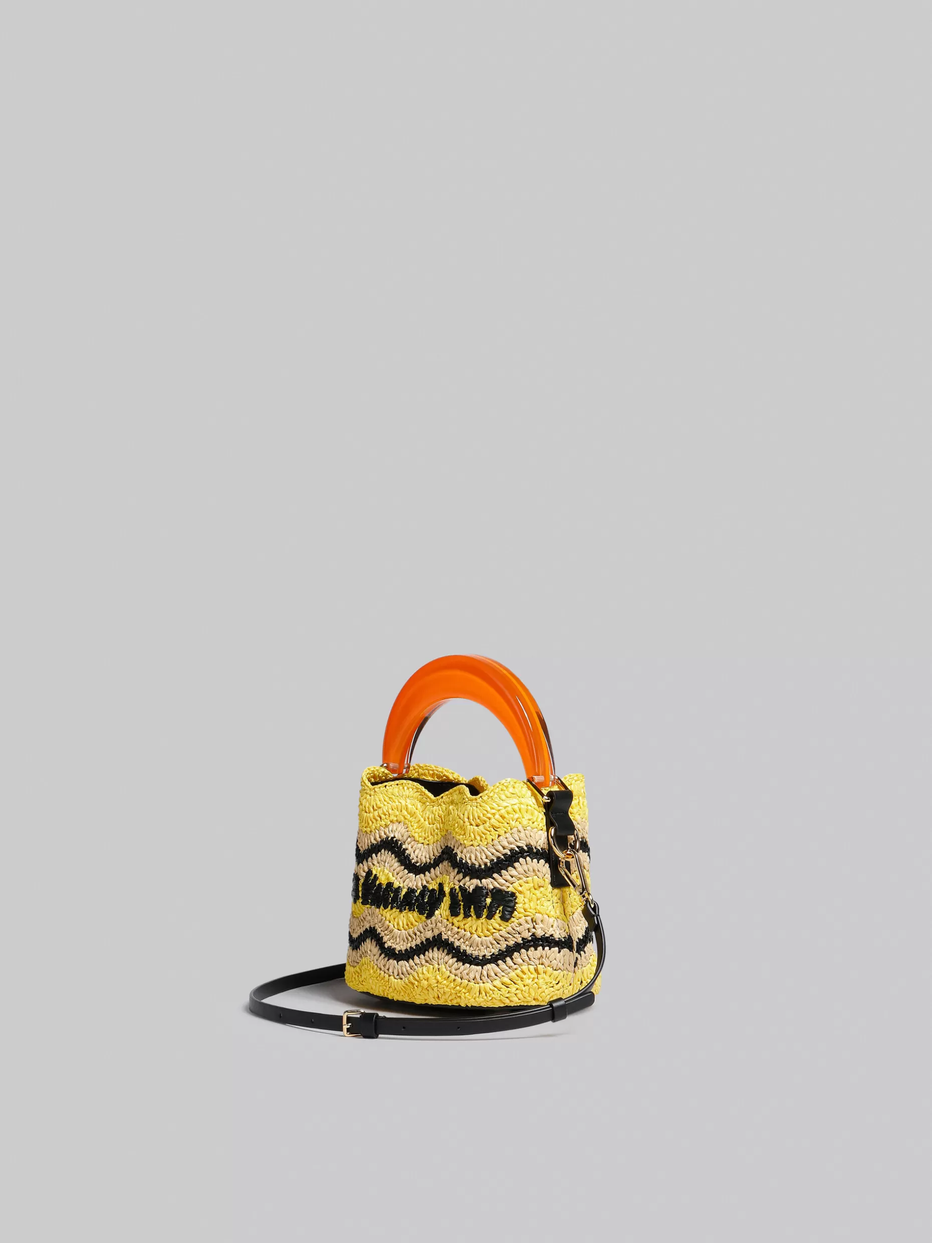 Women Marni X No Vacancy Inn - Venice Mini Bucket In Yellow Crochet Raffia