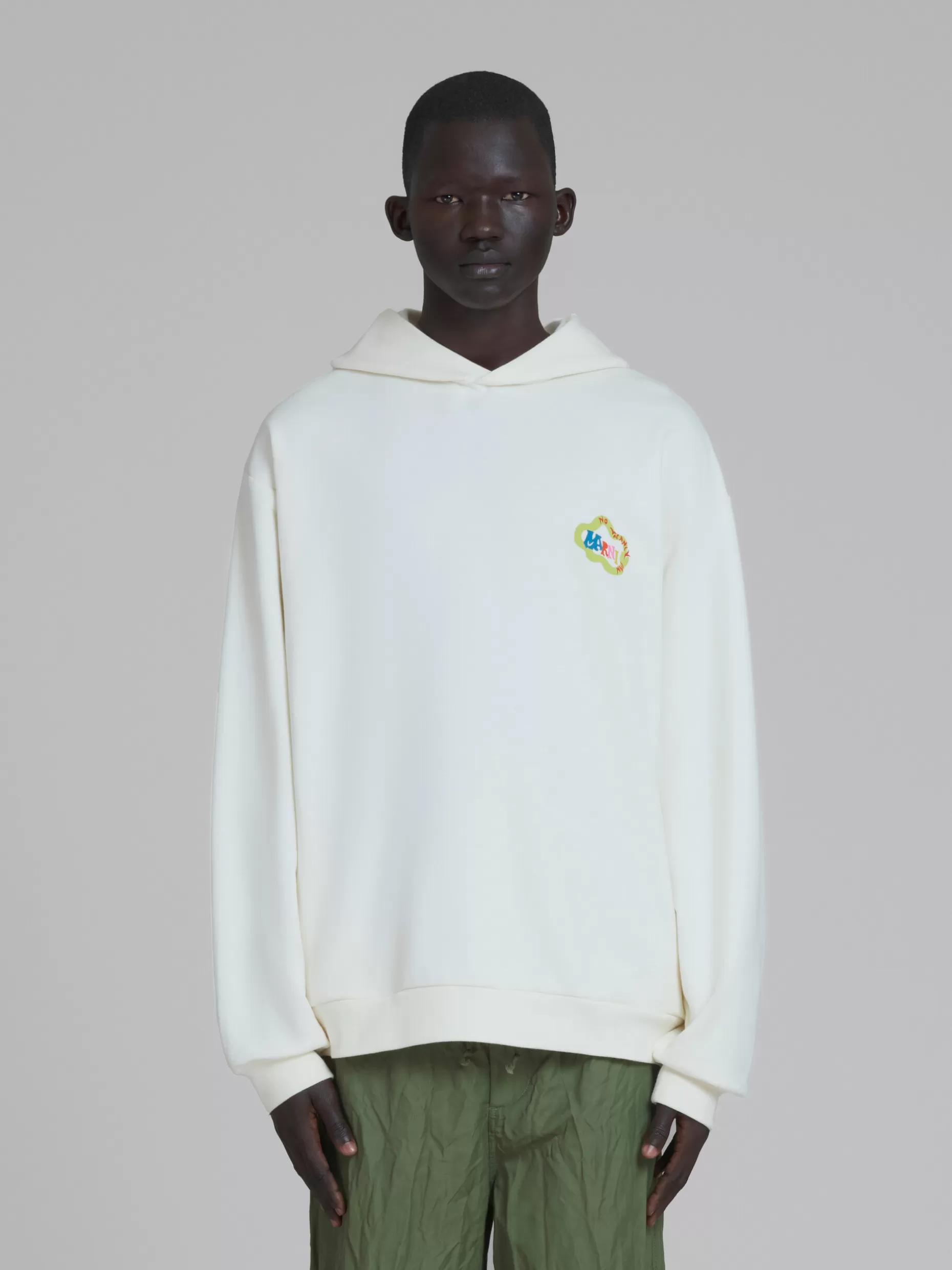 Men Marni X No Vacancy Inn - White Sweatshirt In Bio Cotton Jersey With Snake Logo Print