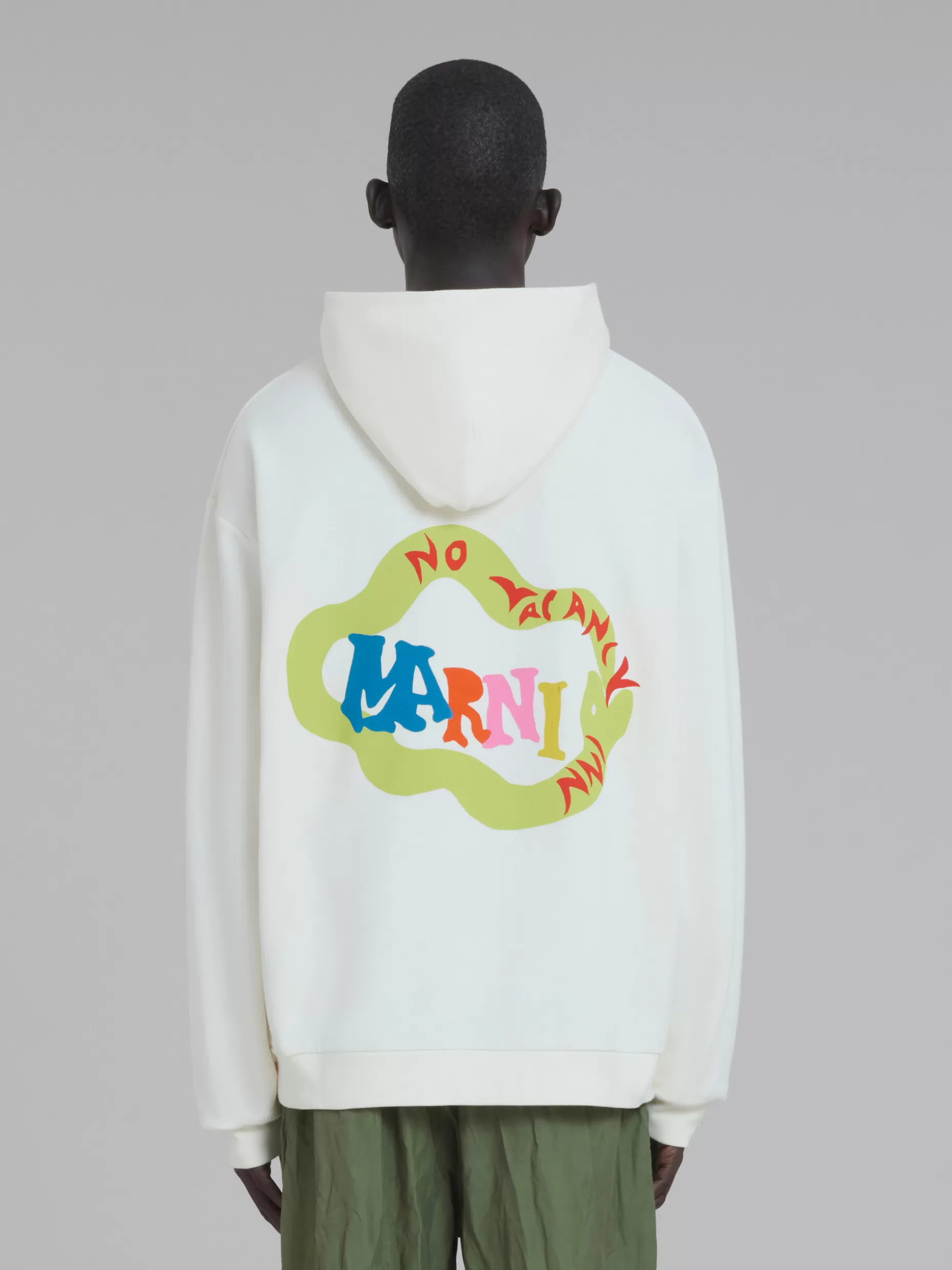 Men Marni X No Vacancy Inn - White Sweatshirt In Bio Cotton Jersey With Snake Logo Print