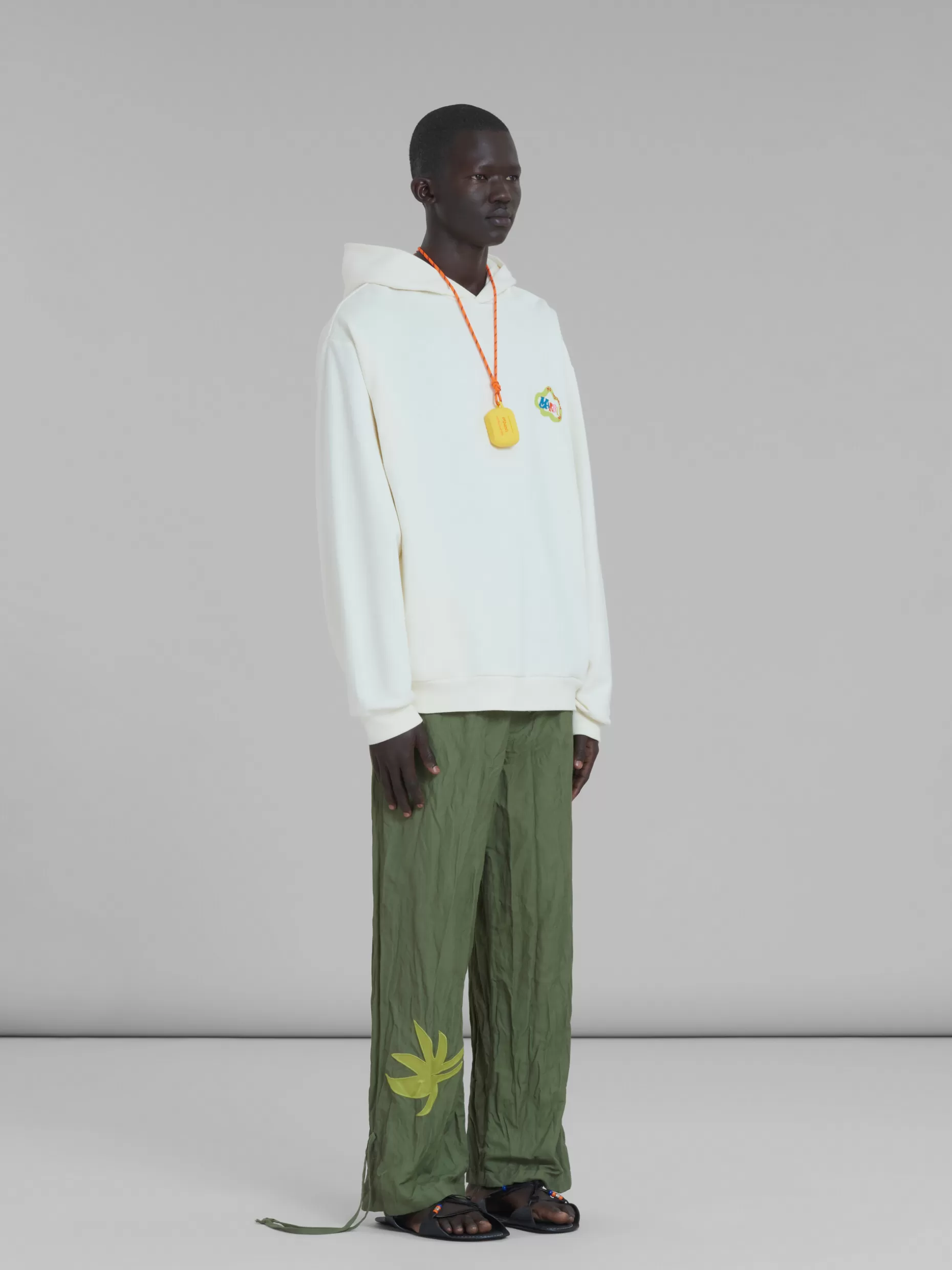 Men Marni X No Vacancy Inn - White Sweatshirt In Bio Cotton Jersey With Snake Logo Print