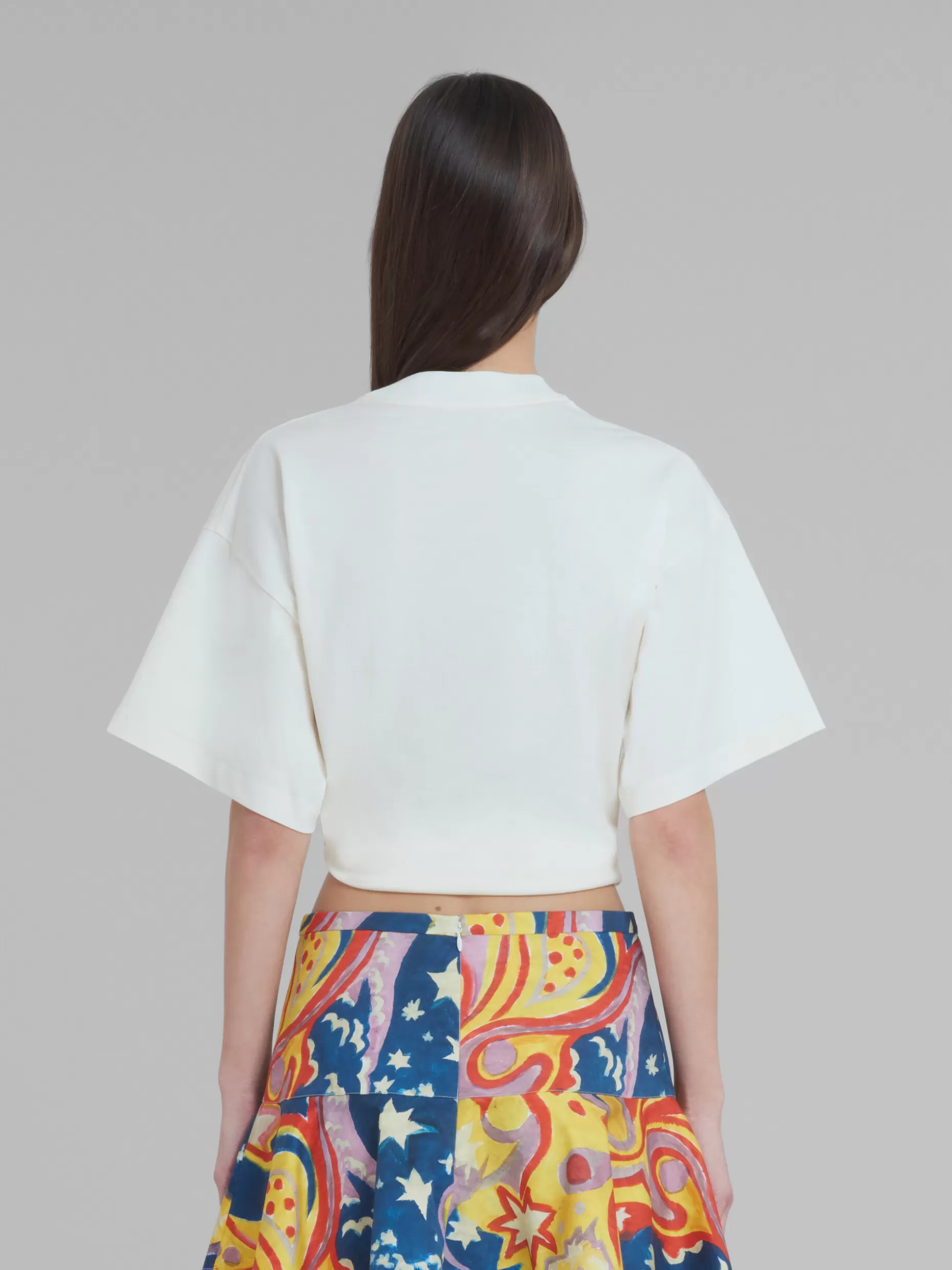 Women Marni X No Vacancy Inn - White T-Shirt In Bio Cotton Jersey With Knot