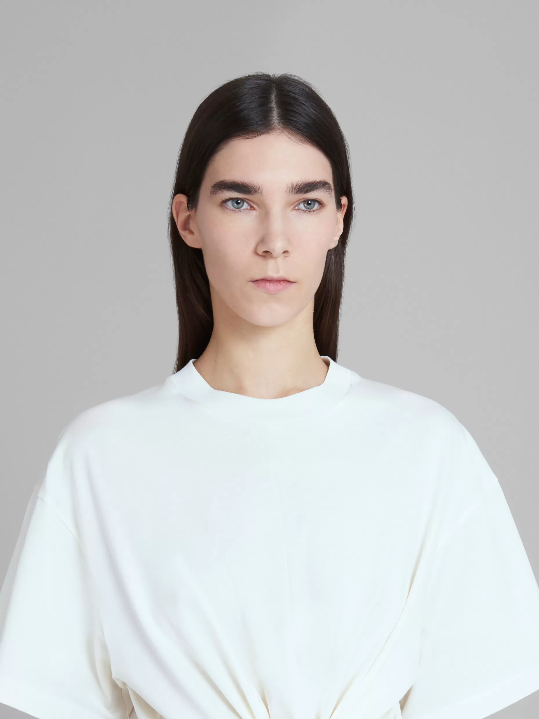 Women Marni X No Vacancy Inn - White T-Shirt In Bio Cotton Jersey With Knot