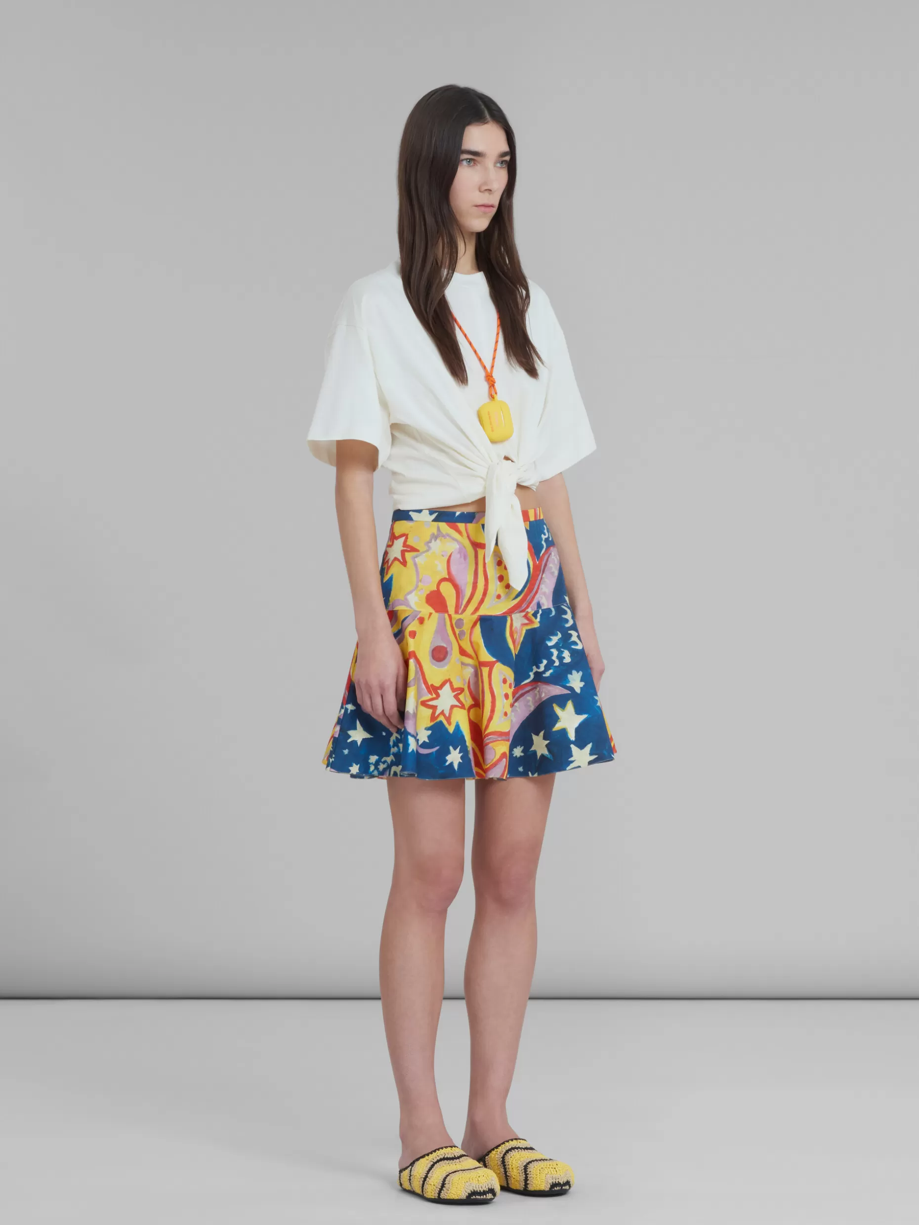 Women Marni X No Vacancy Inn - White T-Shirt In Bio Cotton Jersey With Knot