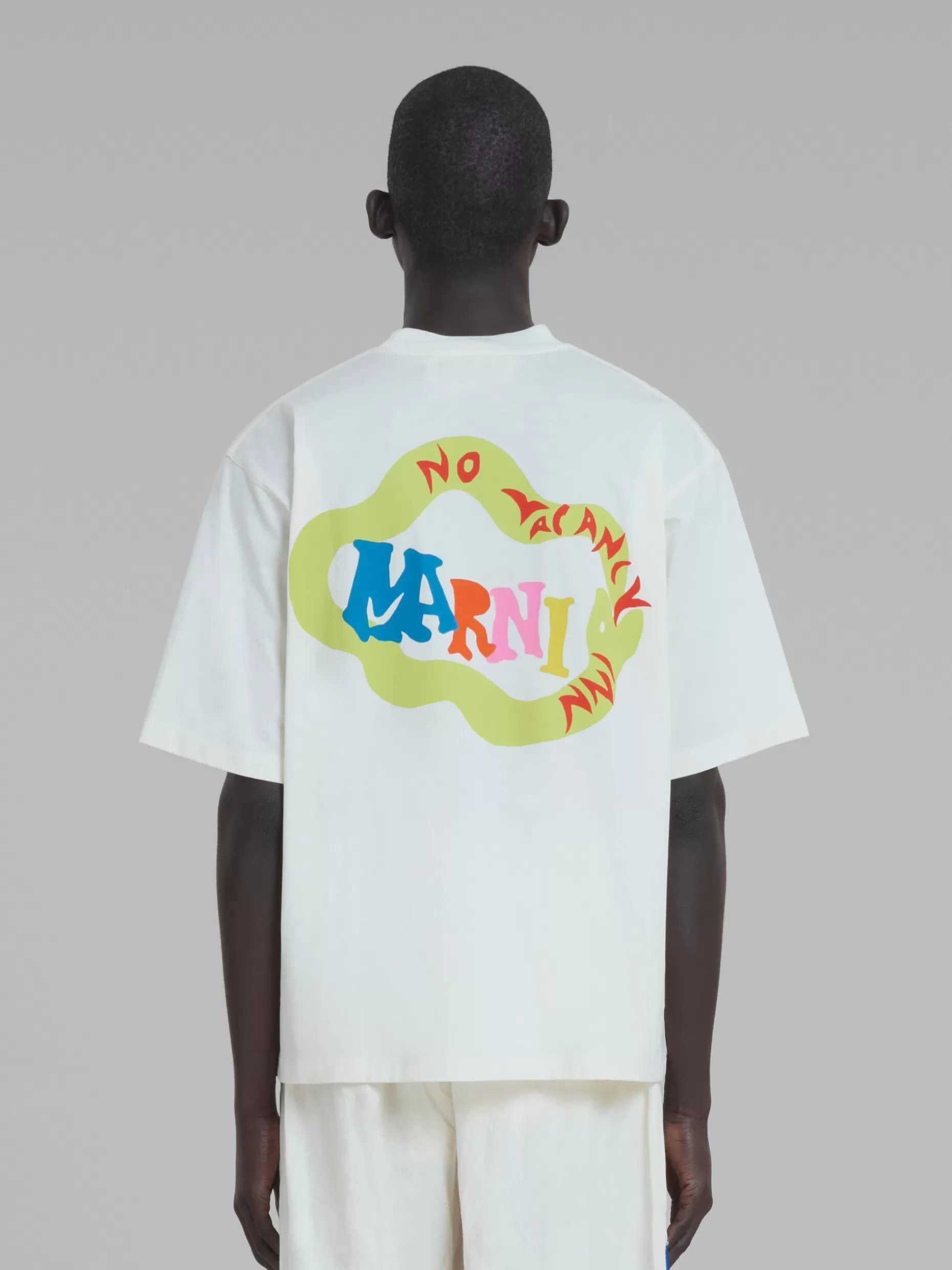 Men Marni X No Vacancy Inn - White T-Shirt In Bio Cotton Jersey With Snake Logo Print