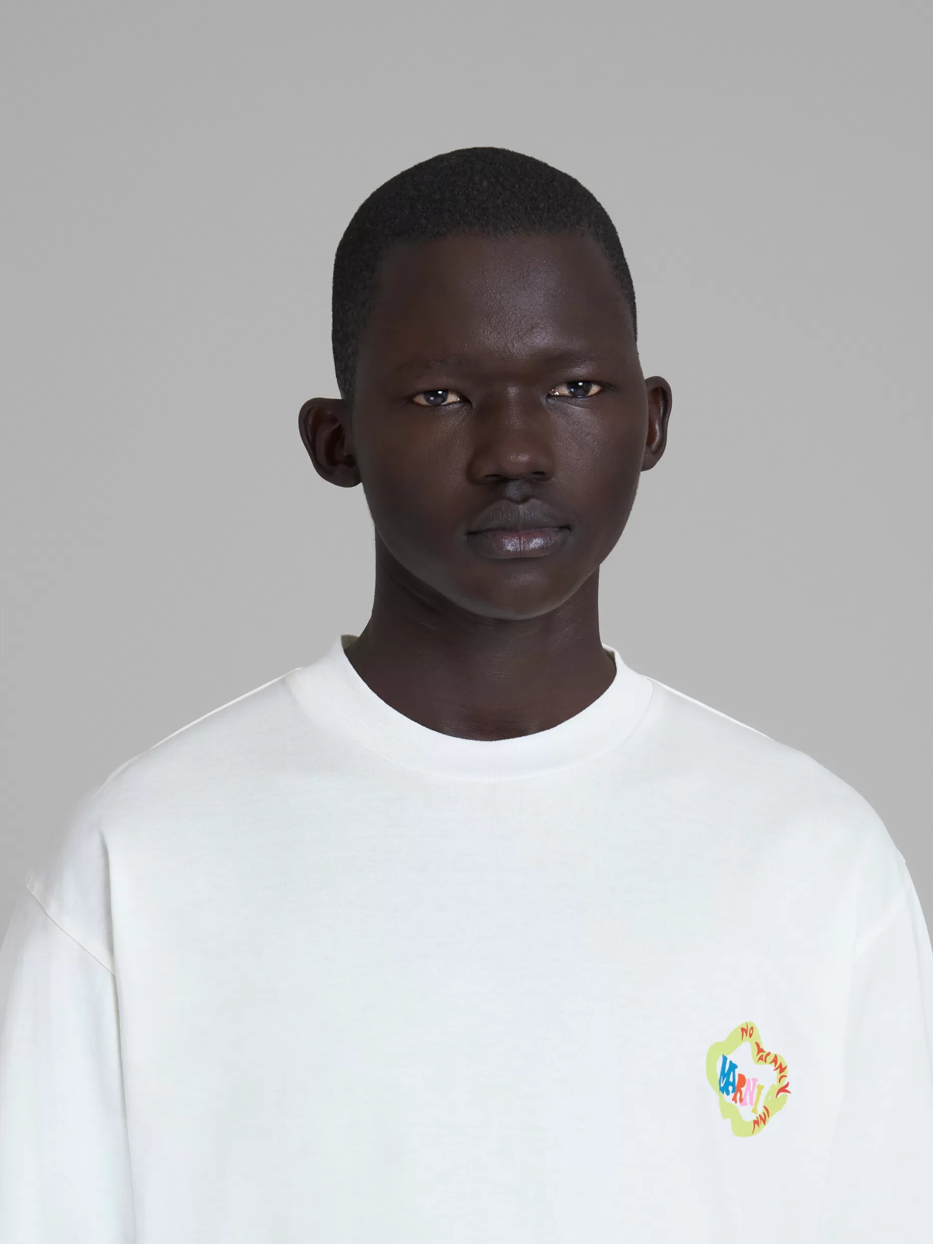 Men Marni X No Vacancy Inn - White T-Shirt In Bio Cotton Jersey With Snake Logo Print