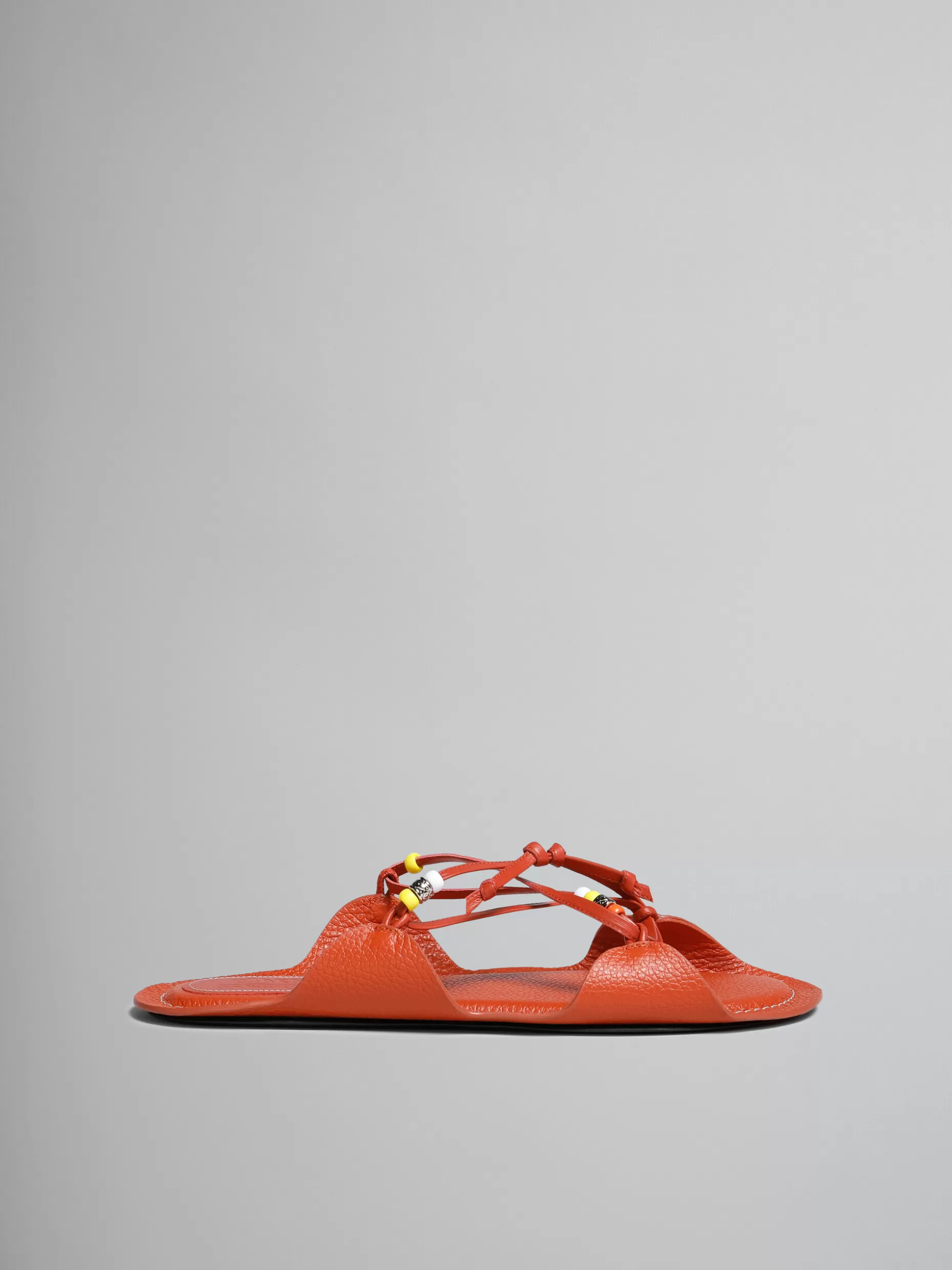 Women Marni X No Vacancy Inn -Red Leather Sandals With Beads