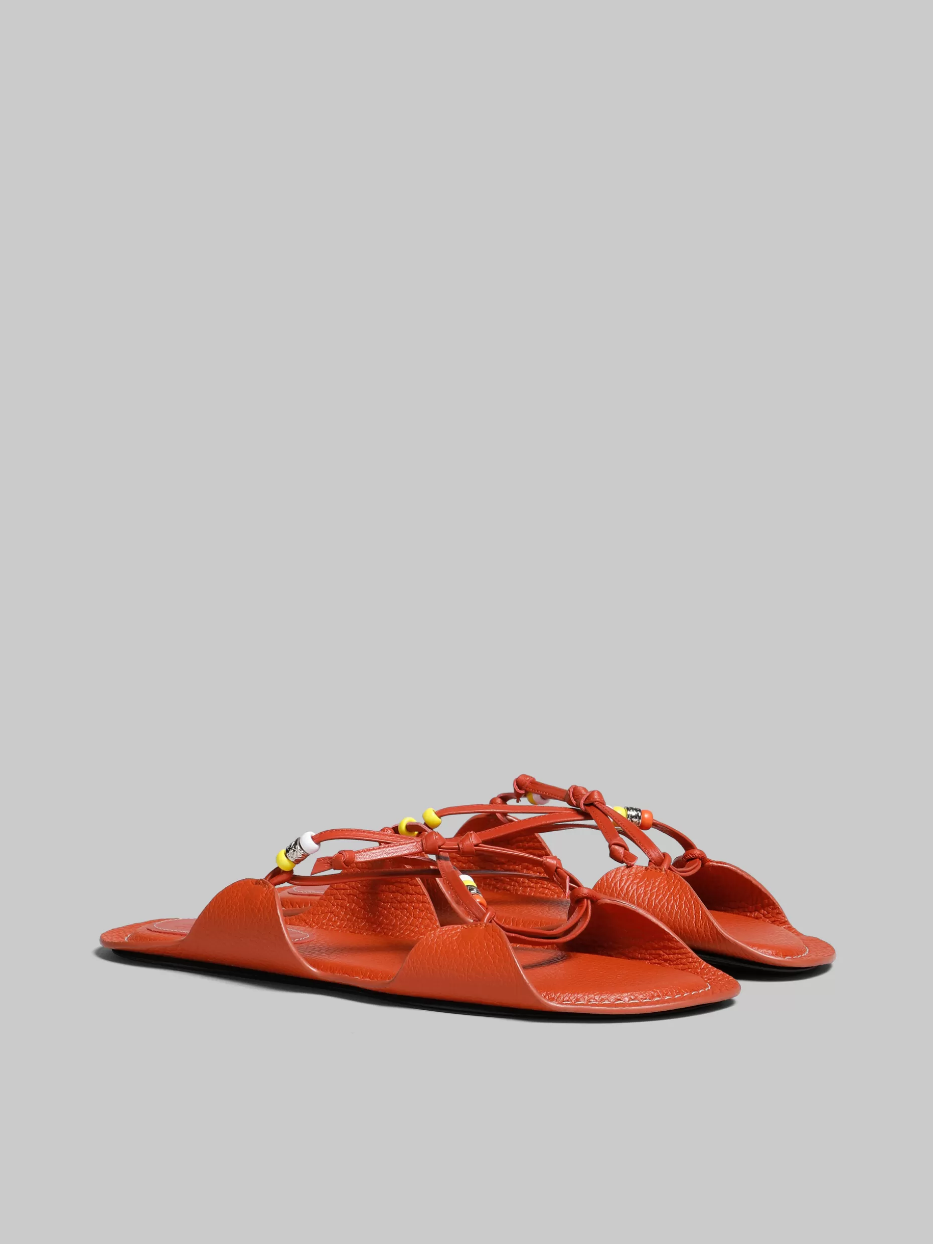 Women Marni X No Vacancy Inn -Red Leather Sandals With Beads