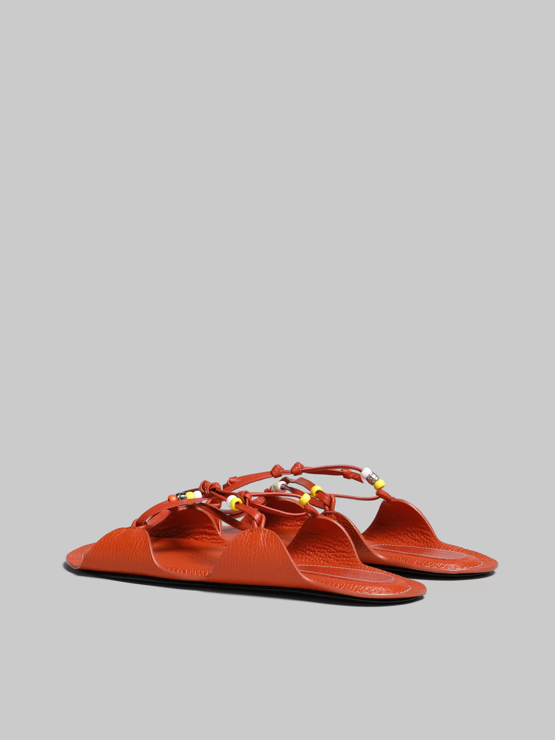 Women Marni X No Vacancy Inn -Red Leather Sandals With Beads