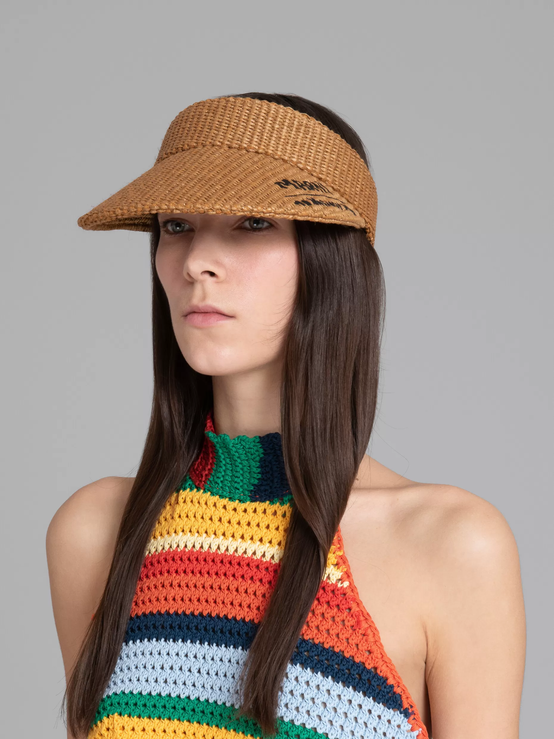 Women Marni X No Vacancy Inn -Visor In Raffia Fabric