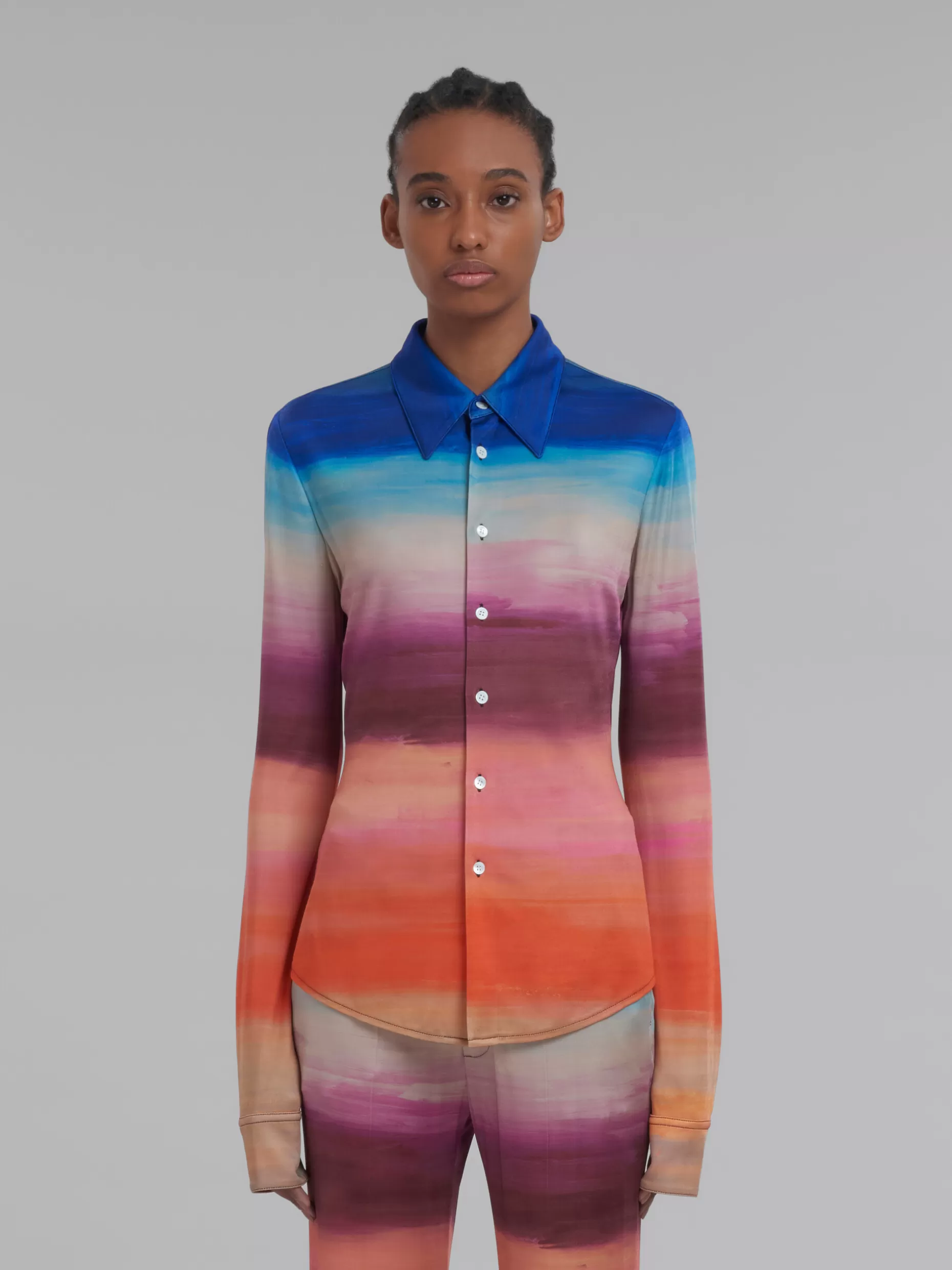 Women Marni Multicoloured Viscose Jersey Shirt With Dark Side Of The Moon Print