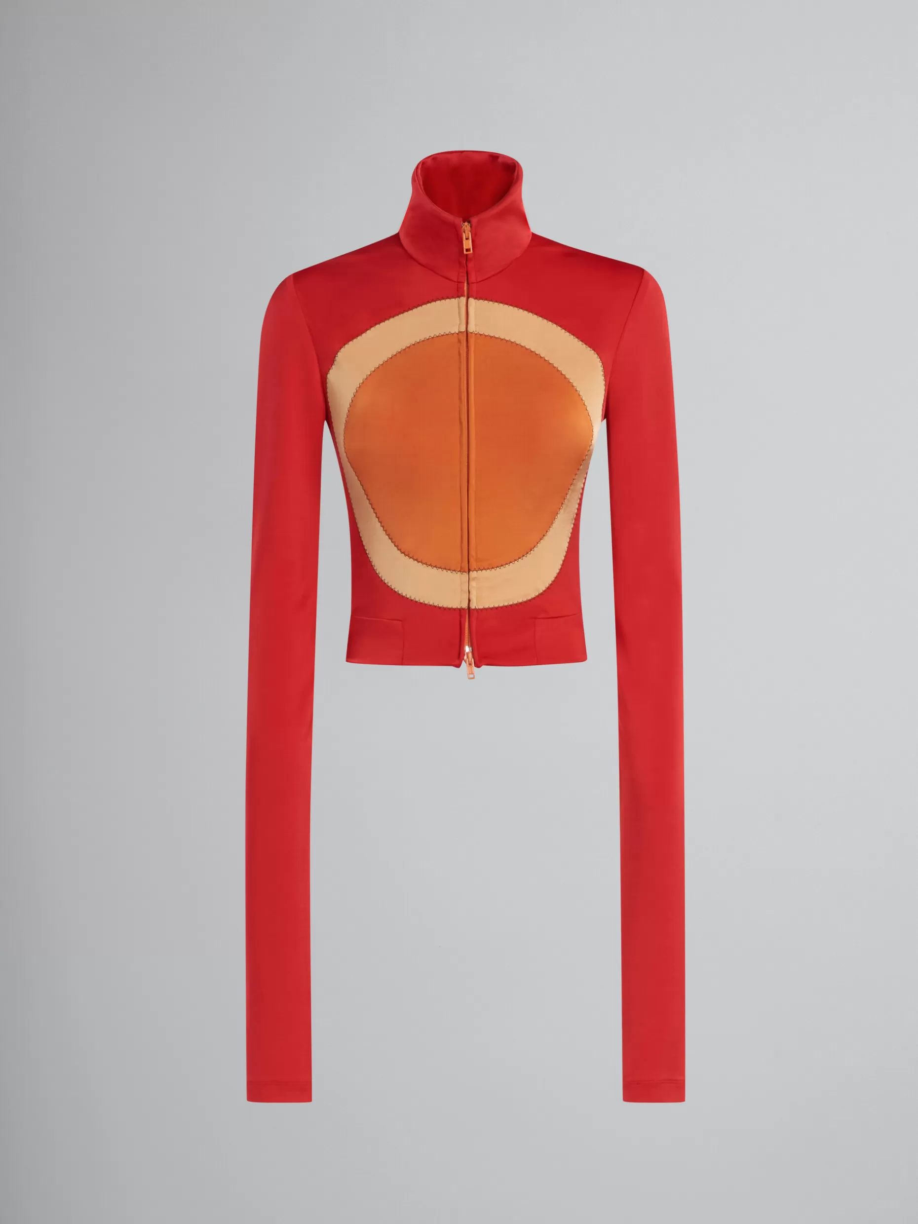 Women Marni Red Jersey Jacket With Circle Inlays