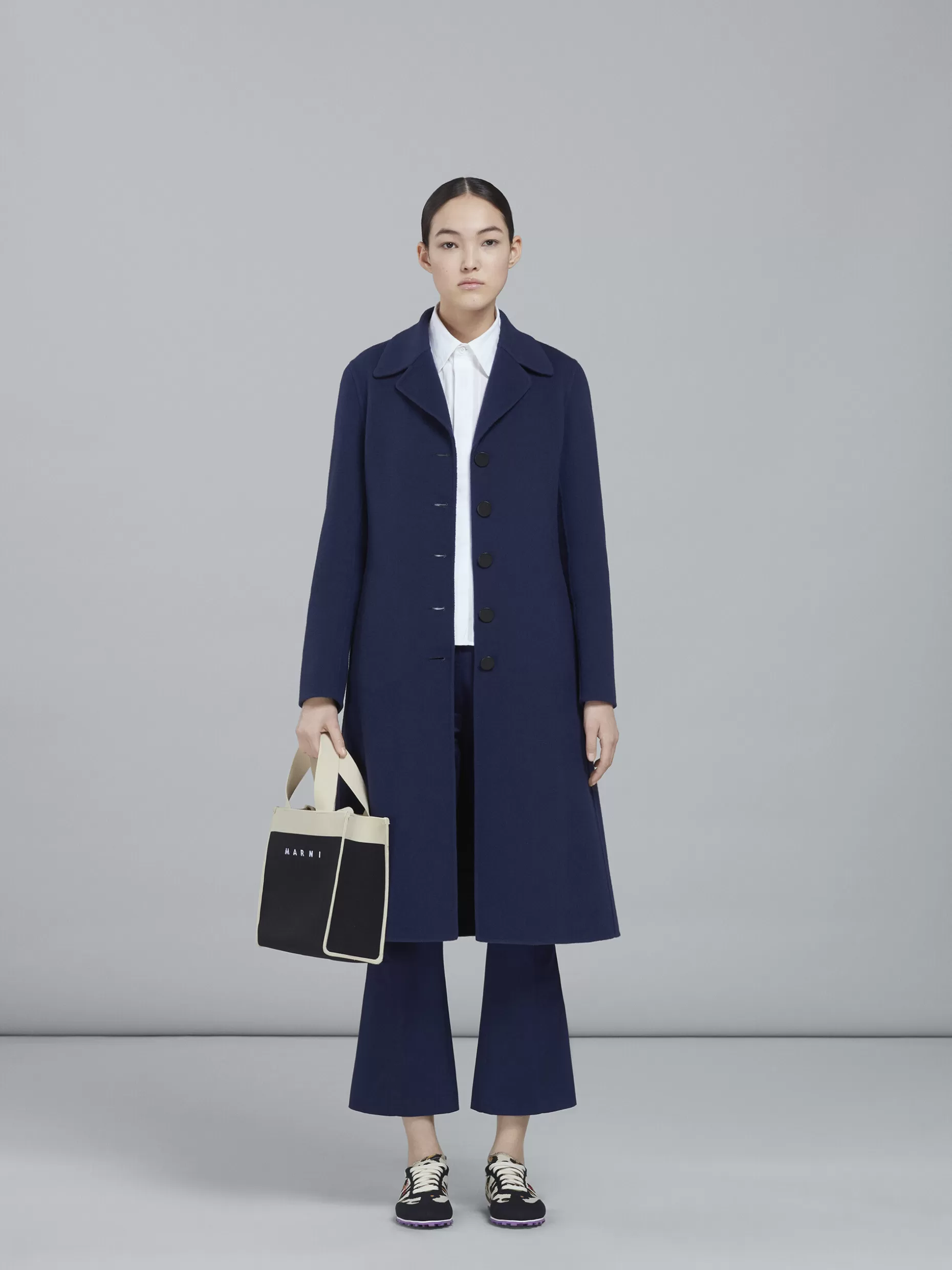 Women Marni Small Shopping Bag In Black And White Jacquard