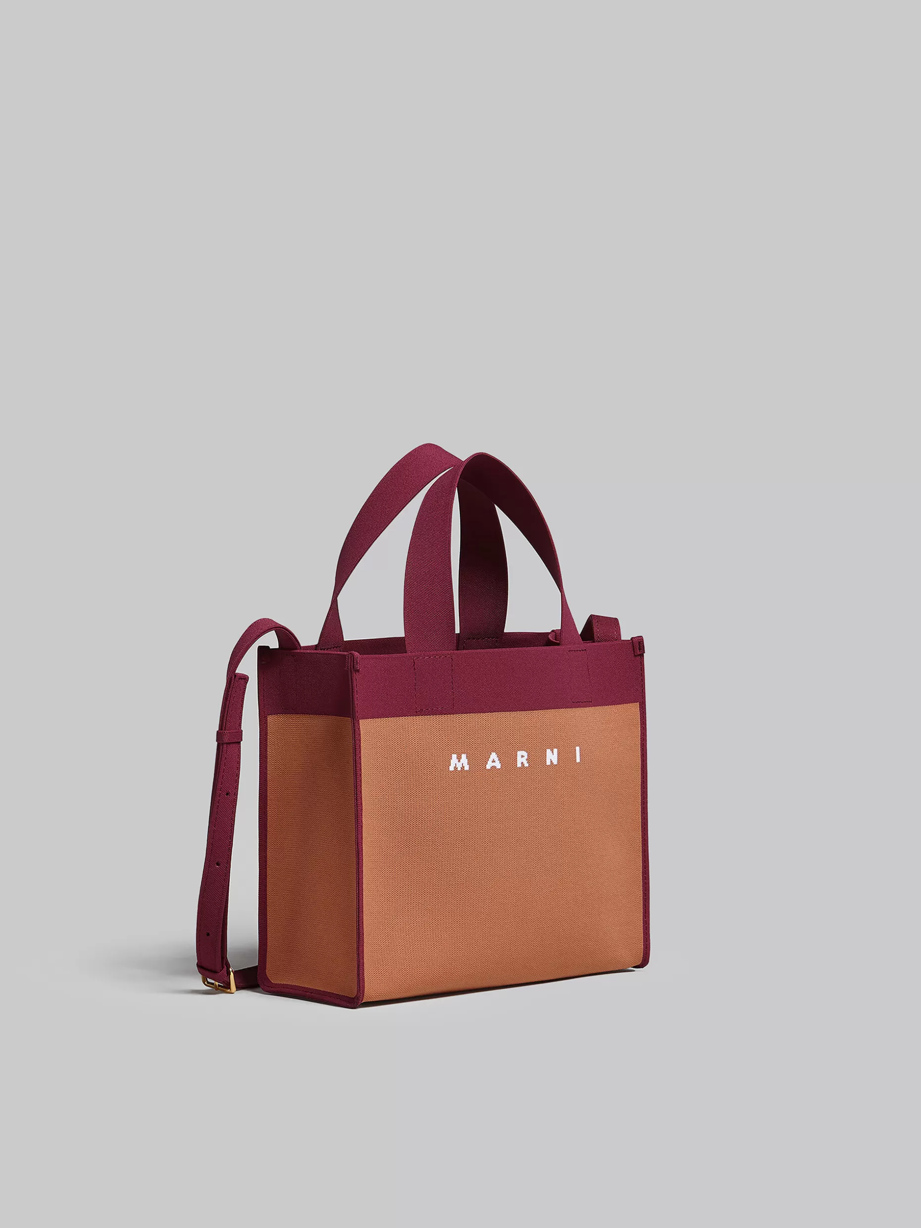 Women Marni Small Shopping Bag In Brown And Purple Jacquard
