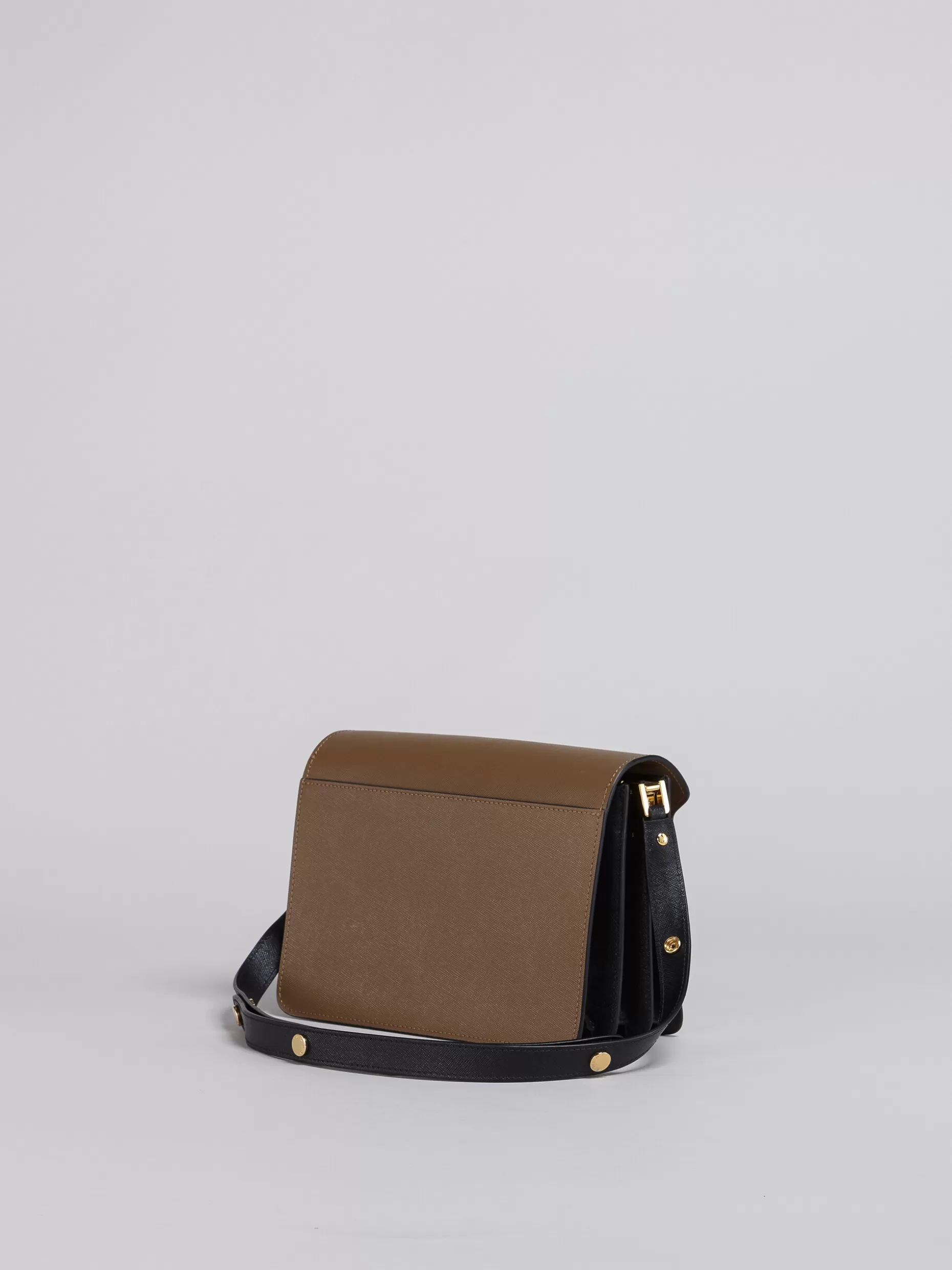 Women Marni Trunk Medium Bag In Brown Grey And Black Saffiano Leather